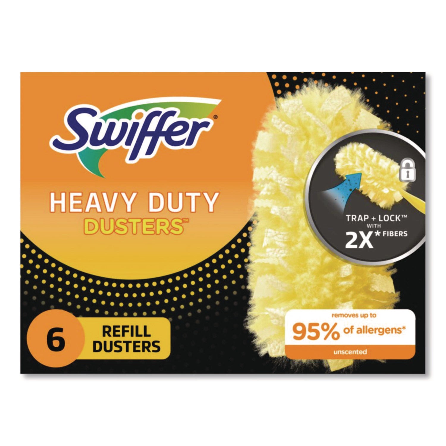 Swiffer 360-degree Dusters Refill, Fiber, Yellow, 6 Dusters per Box, 4 Boxes per Carton (Total 24 Dusters)
