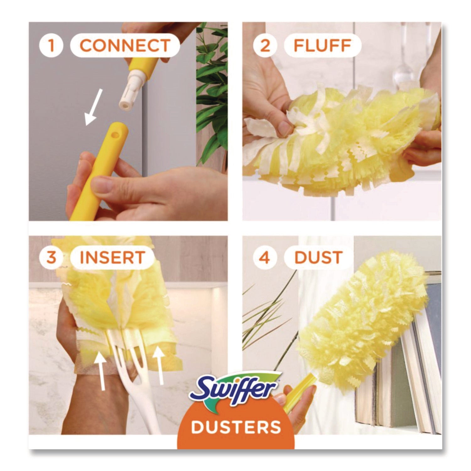 Swiffer 360-degree Dusters Refill, Fiber, Yellow, 6 Dusters per Box, 4 Boxes per Carton (Total 24 Dusters)