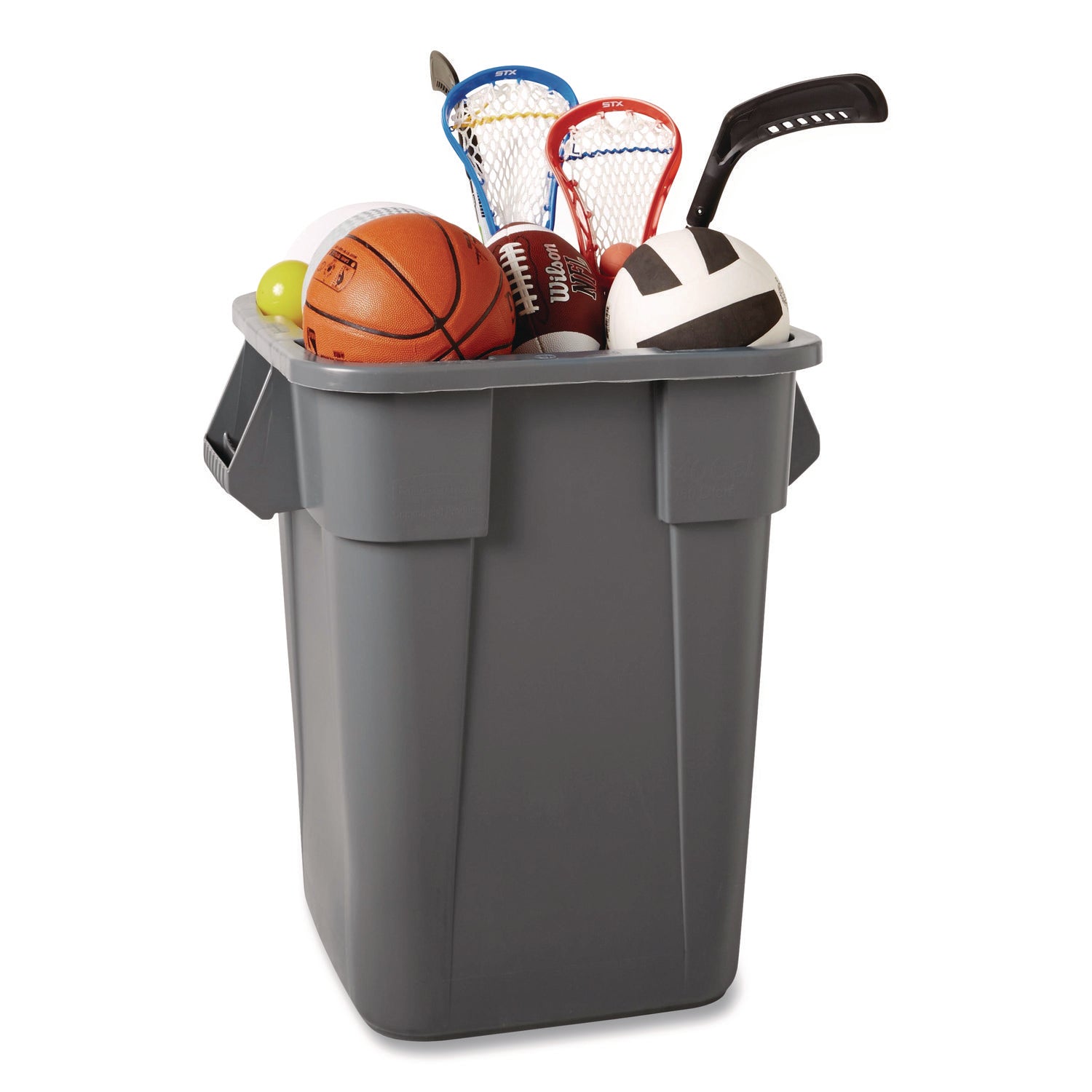 Rubbermaid Commercial Brute Square Container - 40 gal Capacity - Square - Rounded Corner, Snap Lock, Handle, Smooth, Easy to Clean - 28.8" Height x 27" Width x 23.3" Depth - Gray - 1 Each