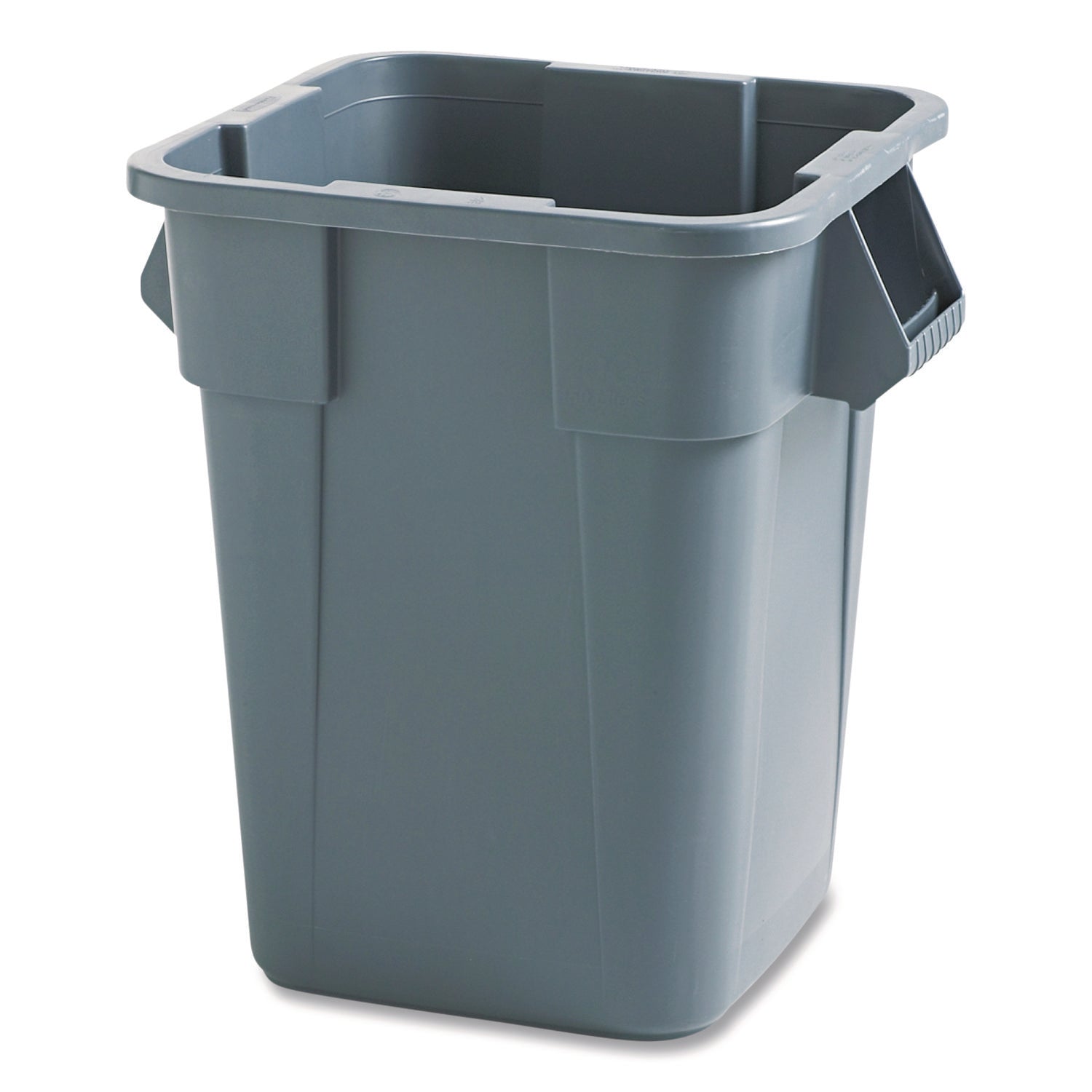 Rubbermaid Commercial Brute Square Container - 40 gal Capacity - Square - Rounded Corner, Snap Lock, Handle, Smooth, Easy to Clean - 28.8" Height x 27" Width x 23.3" Depth - Gray - 1 Each