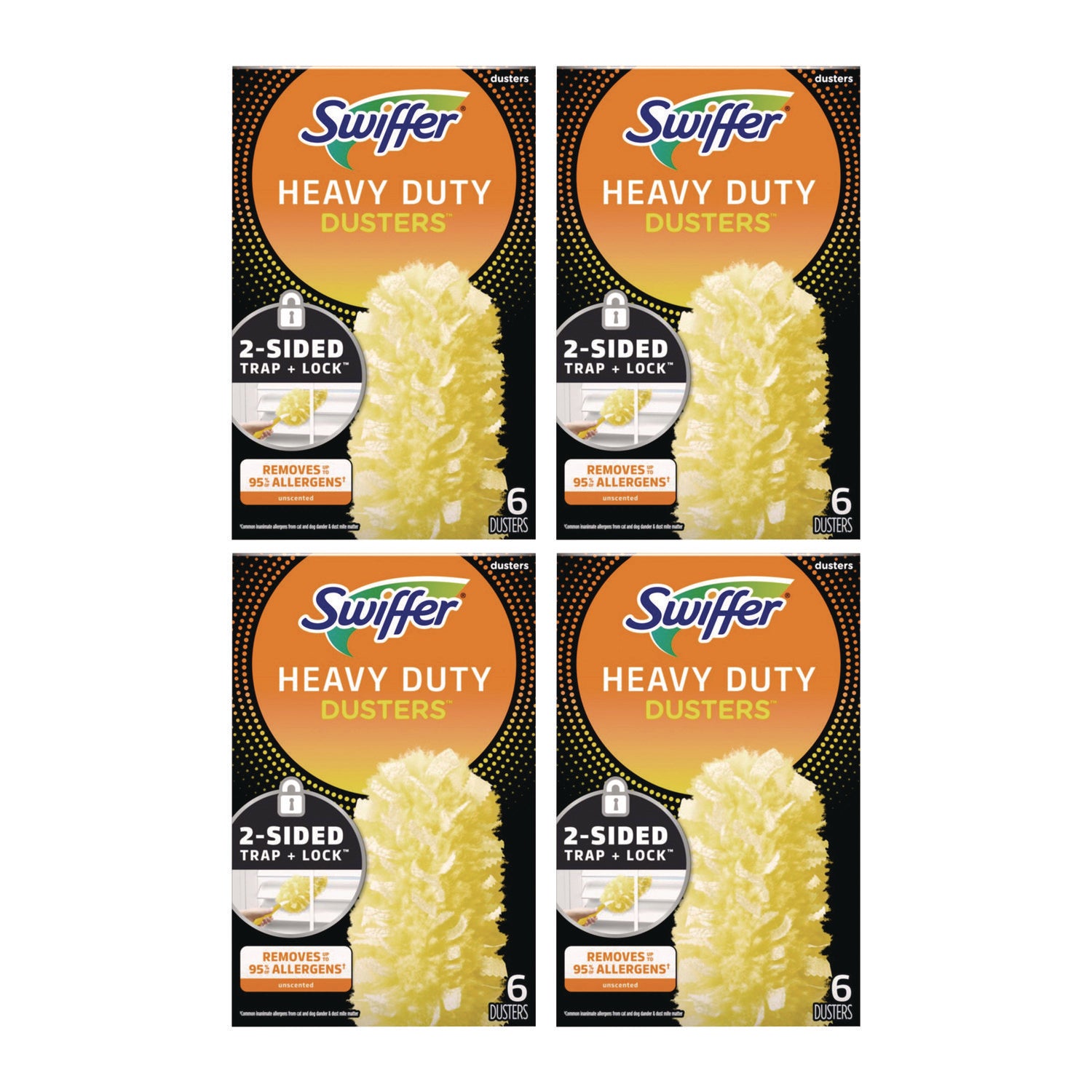 Swiffer 360-degree Dusters Refill, Fiber, Yellow, 6 Dusters per Box, 4 Boxes per Carton (Total 24 Dusters)
