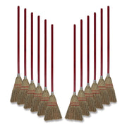 Corn Fiber Lobby/toy Broom, Corn Fiber Bristles, 39" Overall Length, Red, 12/carton