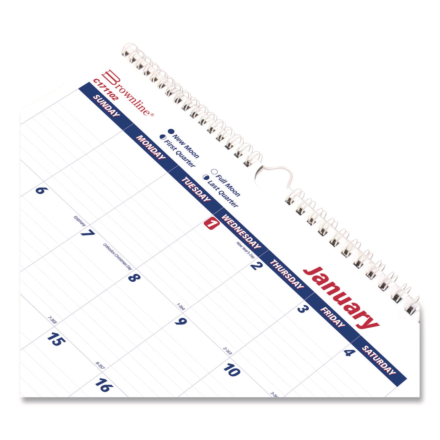 Julian Dates - Monthly - 1 Year - January 2026 to December 2026 - 1 Month Single Page Layout - 12" x 17" Sheet Size - Twin Wire - White - 1 Each
