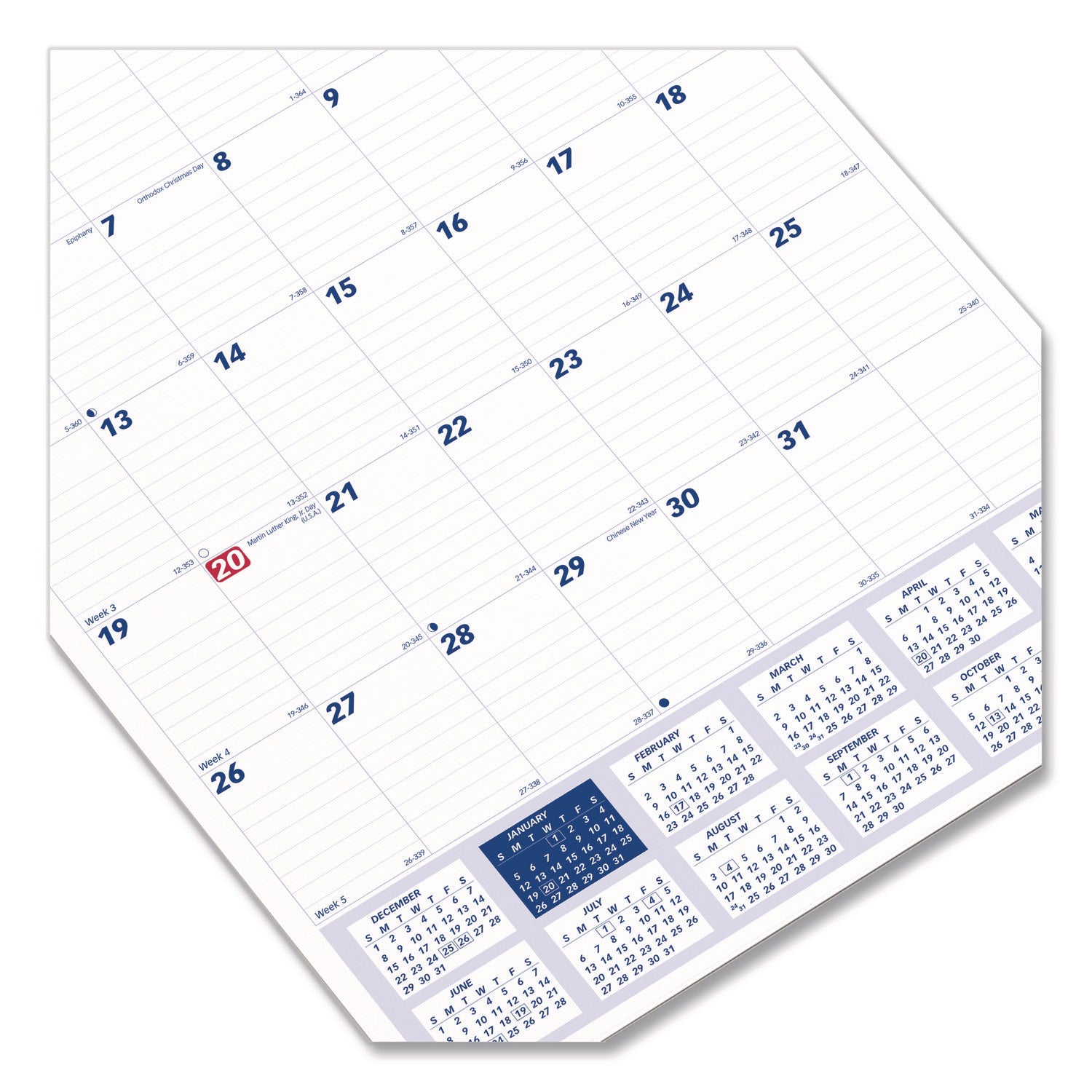 Julian Dates - Monthly - 1 Year - January 2026 to December 2026 - 1 Month Single Page Layout - 12" x 17" Sheet Size - Twin Wire - White - 1 Each