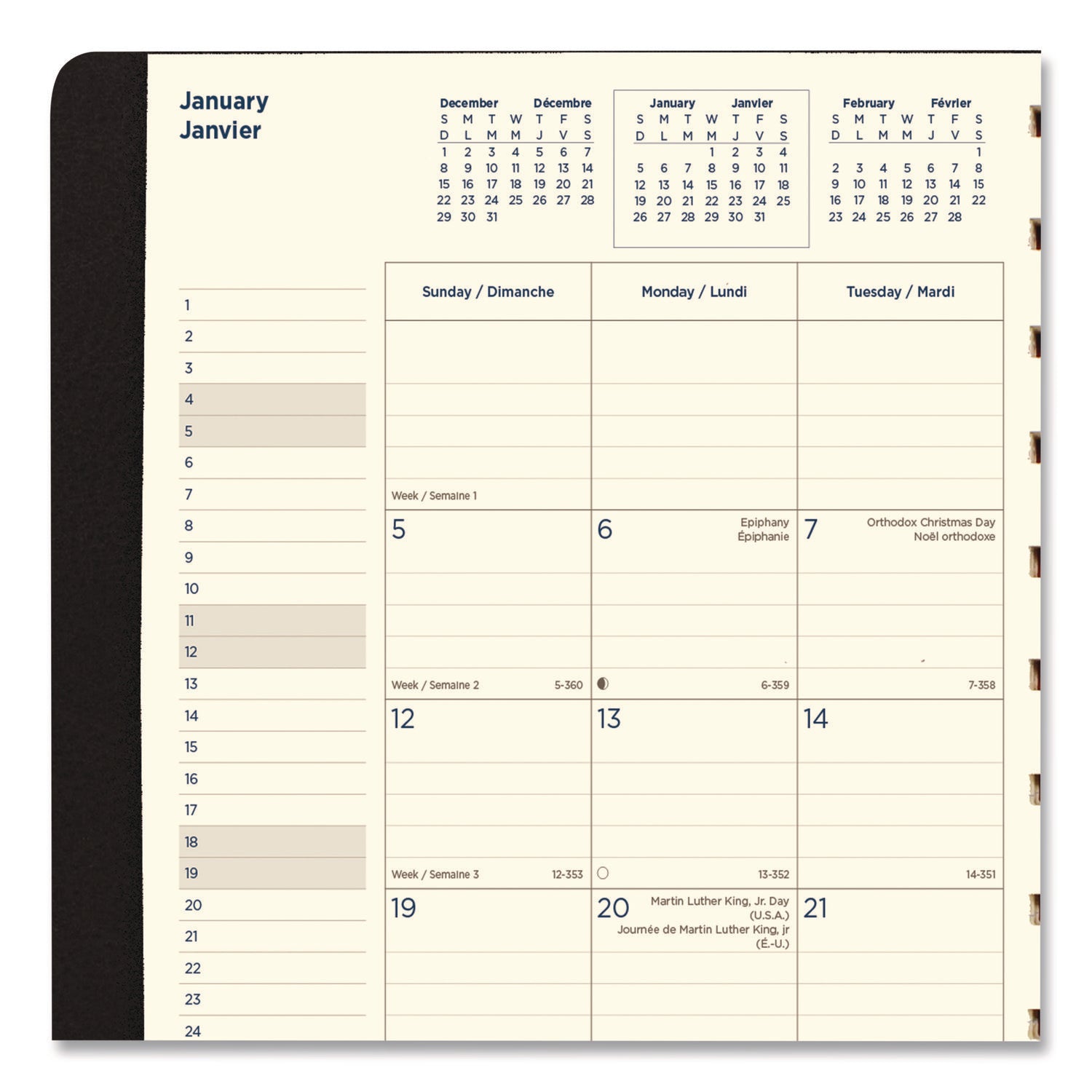 Filofax Monthly Planner, 17 Months, Bilingual, Black (C1811001)