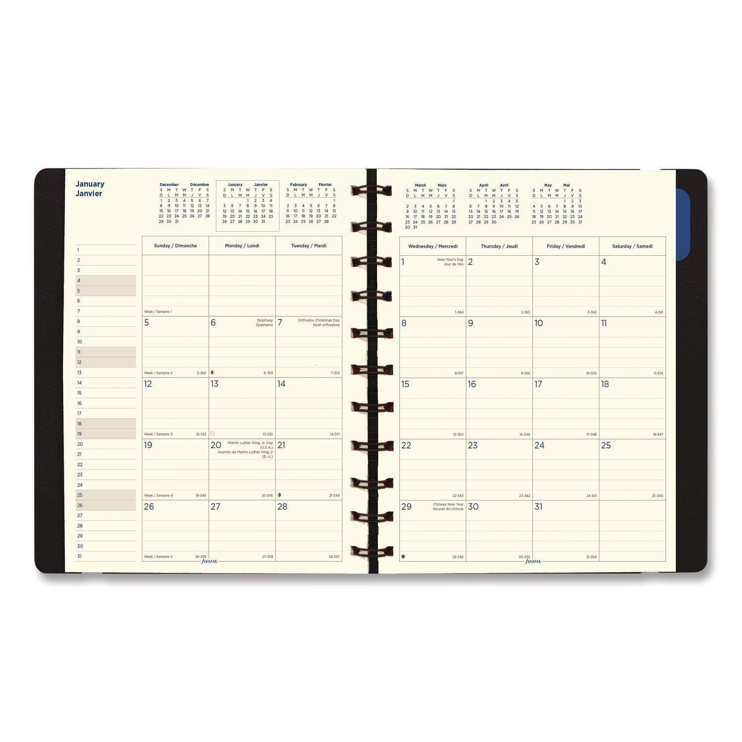 Filofax Monthly Planner, 17 Months, Bilingual, Black (C1811001)