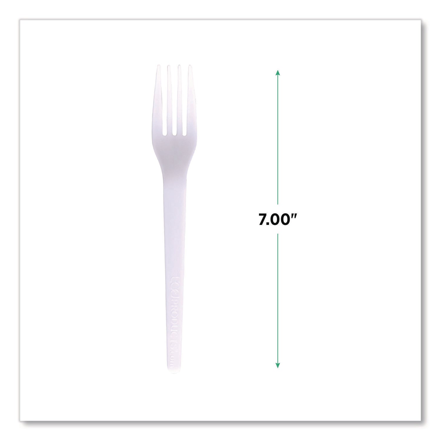 Plantware CPLA Cutlery, Individually Wrapped, Fork, White, 1,000/Carton