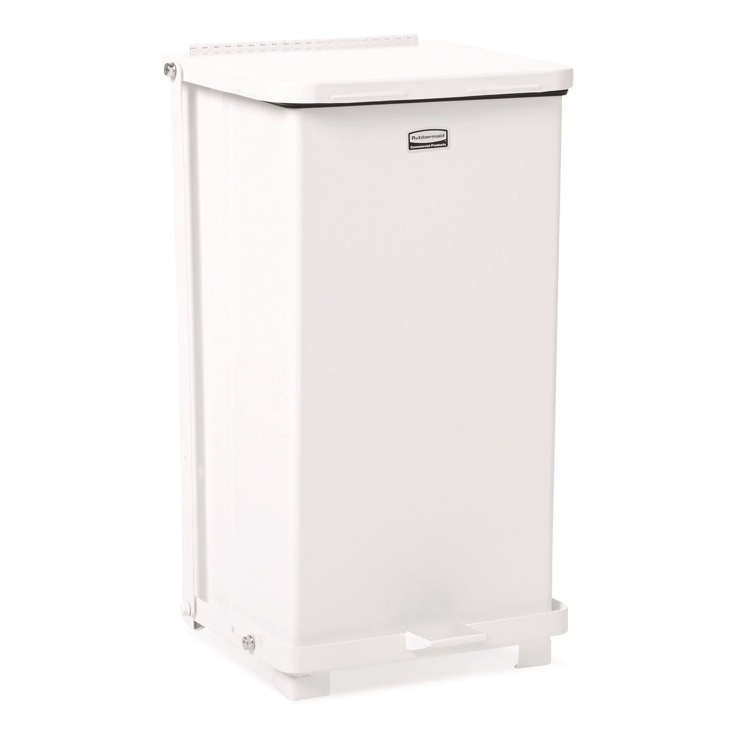 Rubbermaid Commercial Defenders Steel Step Cans - 6.50 gal Capacity - 20.5" Height x 10.5" Width x 10.5" Depth - Steel - White - 1 Each