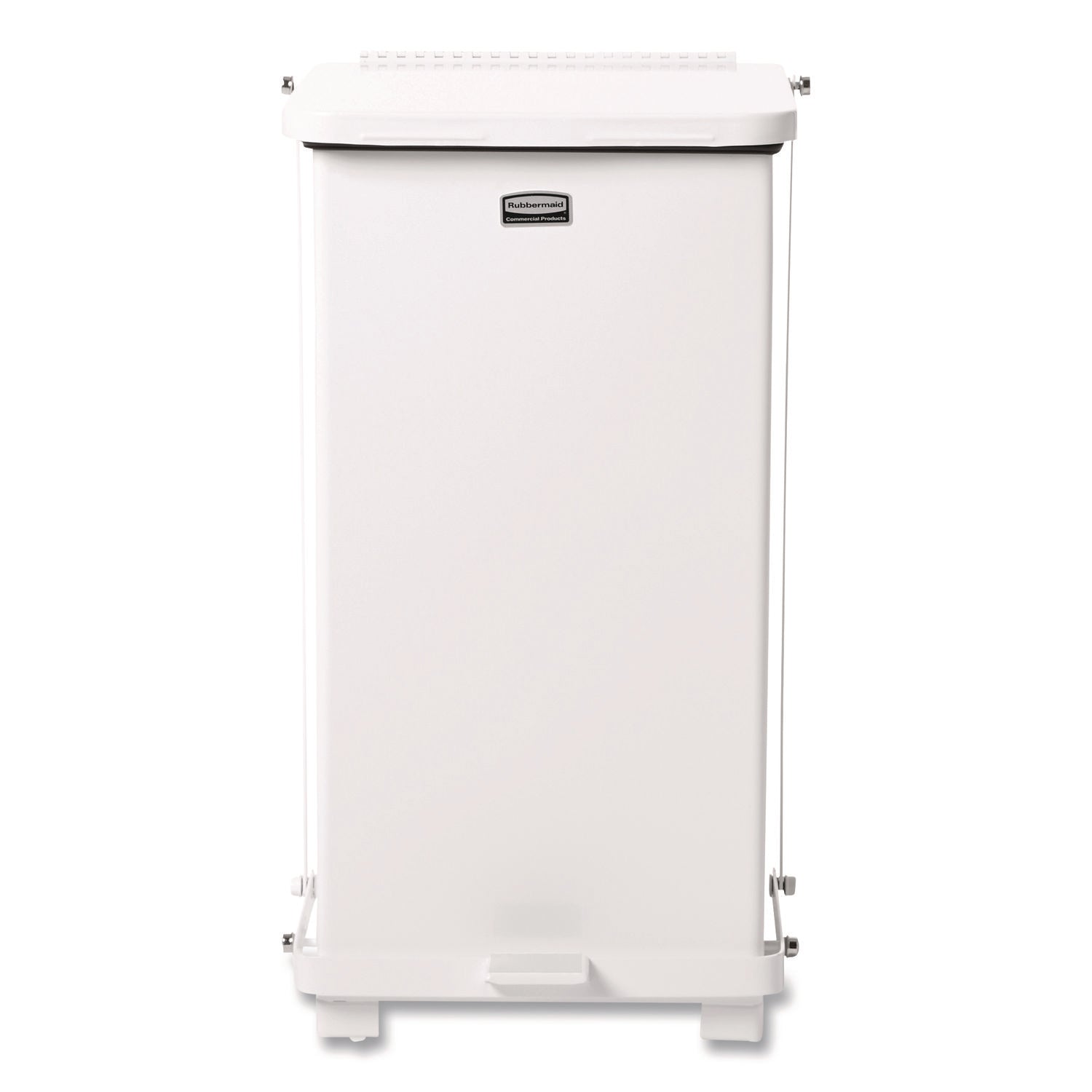 Rubbermaid Commercial Defenders Steel Step Cans - 6.50 gal Capacity - 20.5" Height x 10.5" Width x 10.5" Depth - Steel - White - 1 Each