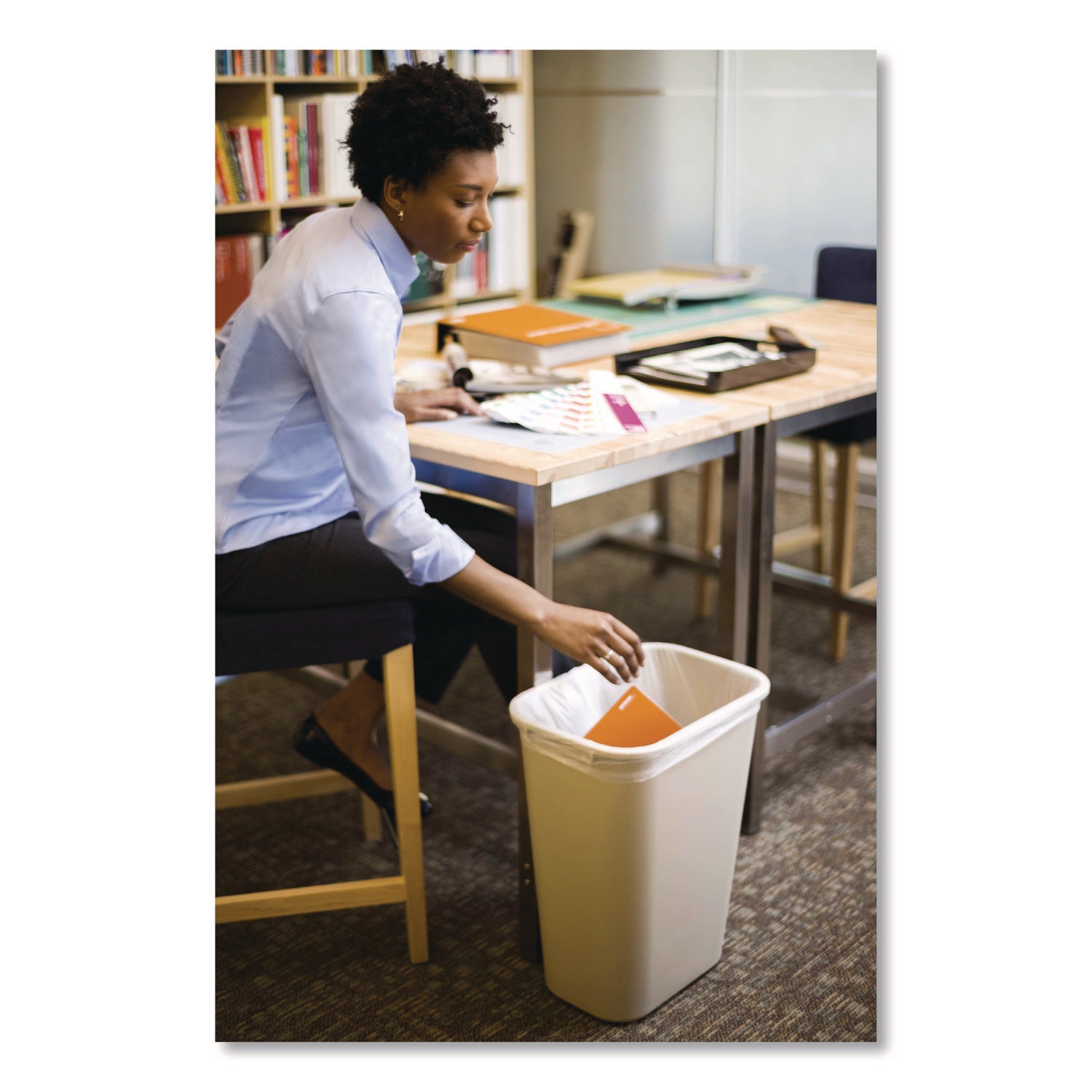 Rubbermaid Commercial 41 QT Large Deskside Wastebasket - 10.25 gal Capacity - Rectangular - Durable, Dent Resistant, Rust Resistant, Easy to Clean - 20" Height x 11.3" Width x 15.3" Depth - Plastic - Beige - 1 Each