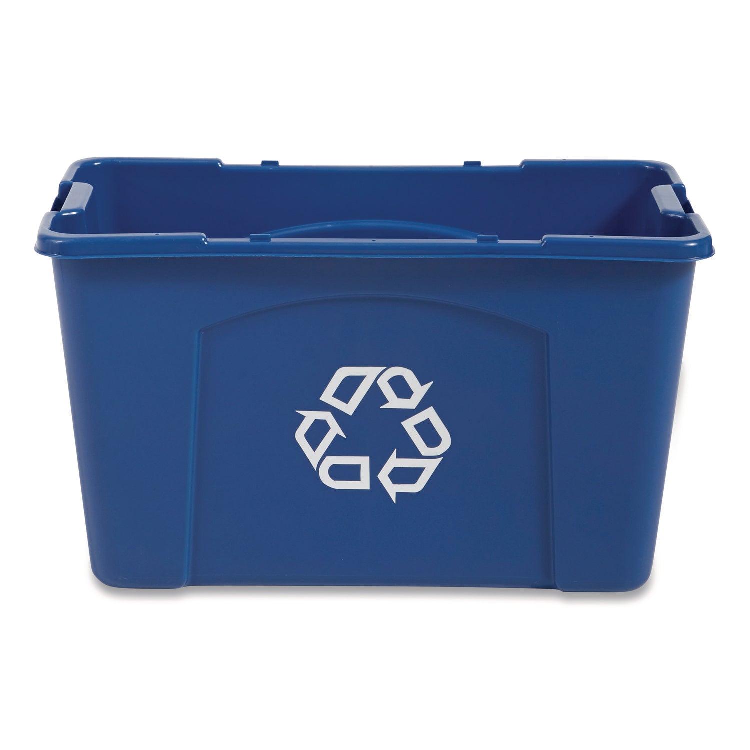 Rubbermaid Commercial 18-gallon Recycling Box - 18 gal Capacity - Rectangular - Easy to Clean, Handle, Crack Resistant, Dent Resistant, Stackable - 14.8" Height x 16" Width - Linear Low-Density Polyethylene (LLDPE), Plastic - Blue - 1 Each