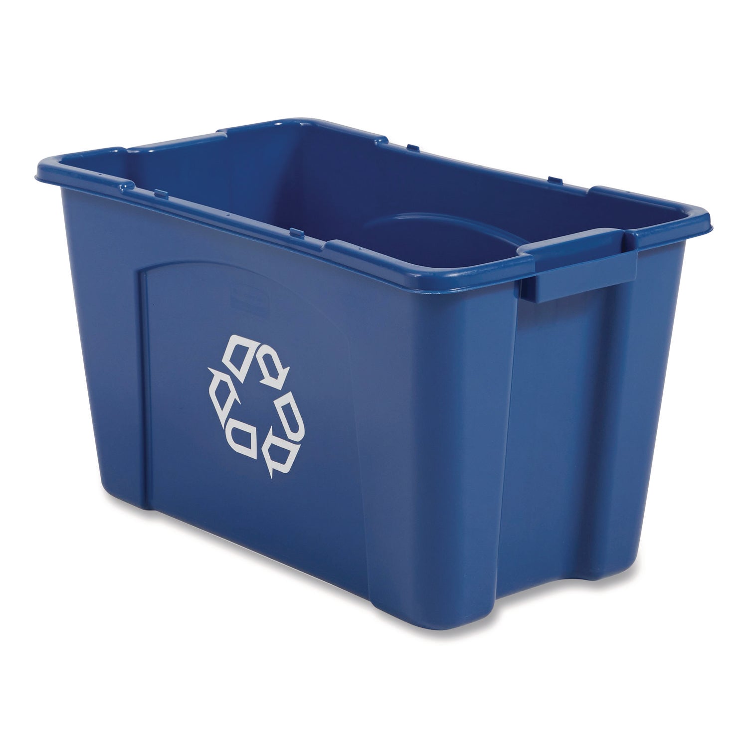 Rubbermaid Commercial 18-gallon Recycling Box - 18 gal Capacity - Rectangular - Easy to Clean, Handle, Crack Resistant, Dent Resistant, Stackable - 14.8" Height x 16" Width - Linear Low-Density Polyethylene (LLDPE), Plastic - Blue - 1 Each