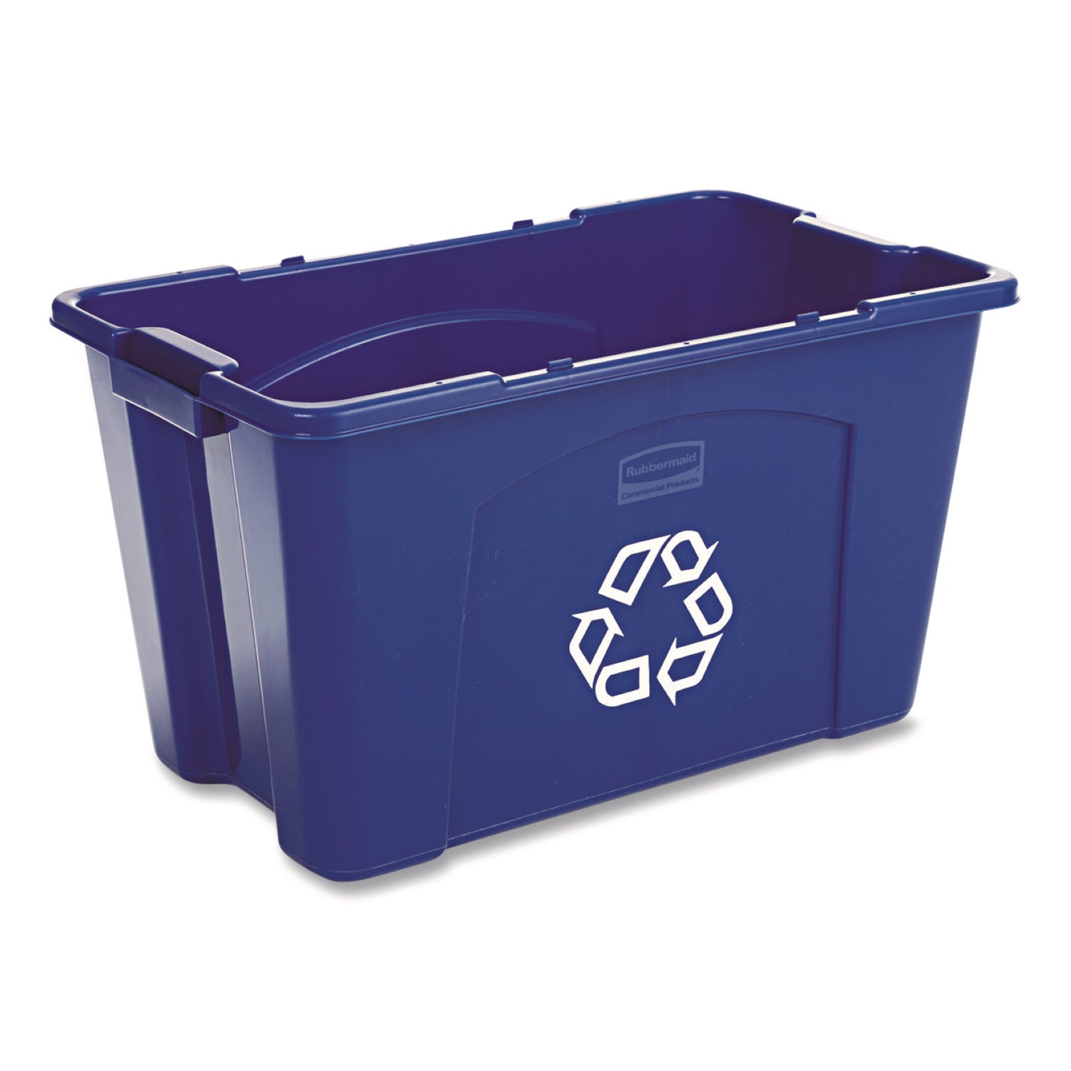 Rubbermaid Commercial 18-gallon Recycling Box - 18 gal Capacity - Rectangular - Easy to Clean, Handle, Crack Resistant, Dent Resistant, Stackable - 14.8" Height x 16" Width - Linear Low-Density Polyethylene (LLDPE), Plastic - Blue - 1 Each