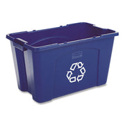 Rubbermaid Commercial 18-gallon Recycling Box - 18 gal Capacity - Rectangular - Easy to Clean, Handle, Crack Resistant, Dent Resistant, Stackable - 14.8" Height x 16" Width - Linear Low-Density Polyethylene (LLDPE), Plastic - Blue - 1 Each