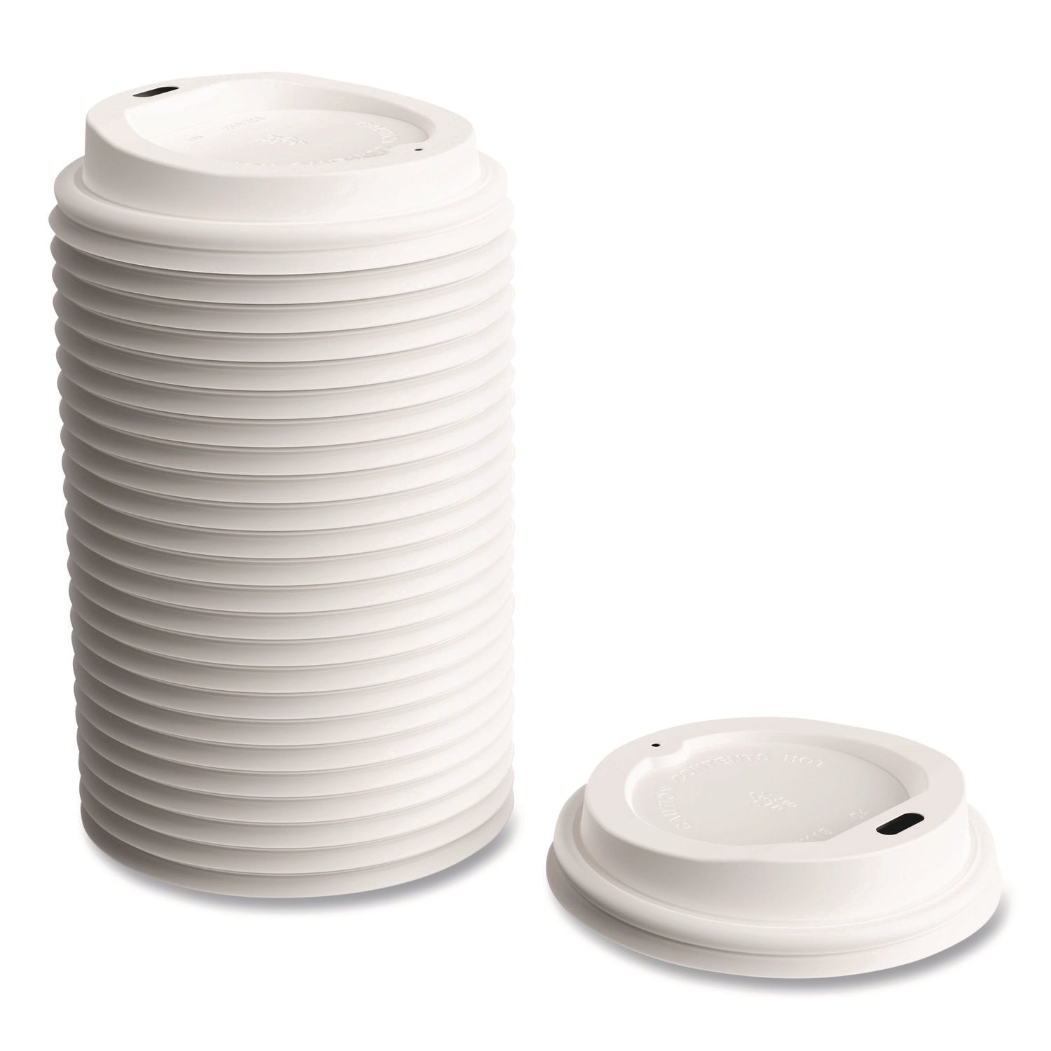 Plastic Hot Cup Lids, Fits 10 oz/12 oz/16 oz Hot Cups, White, 50/Pack