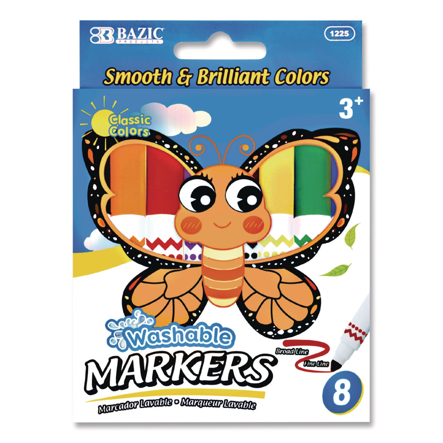Jumbo Washable Markers, Broad Line, 8 Colors