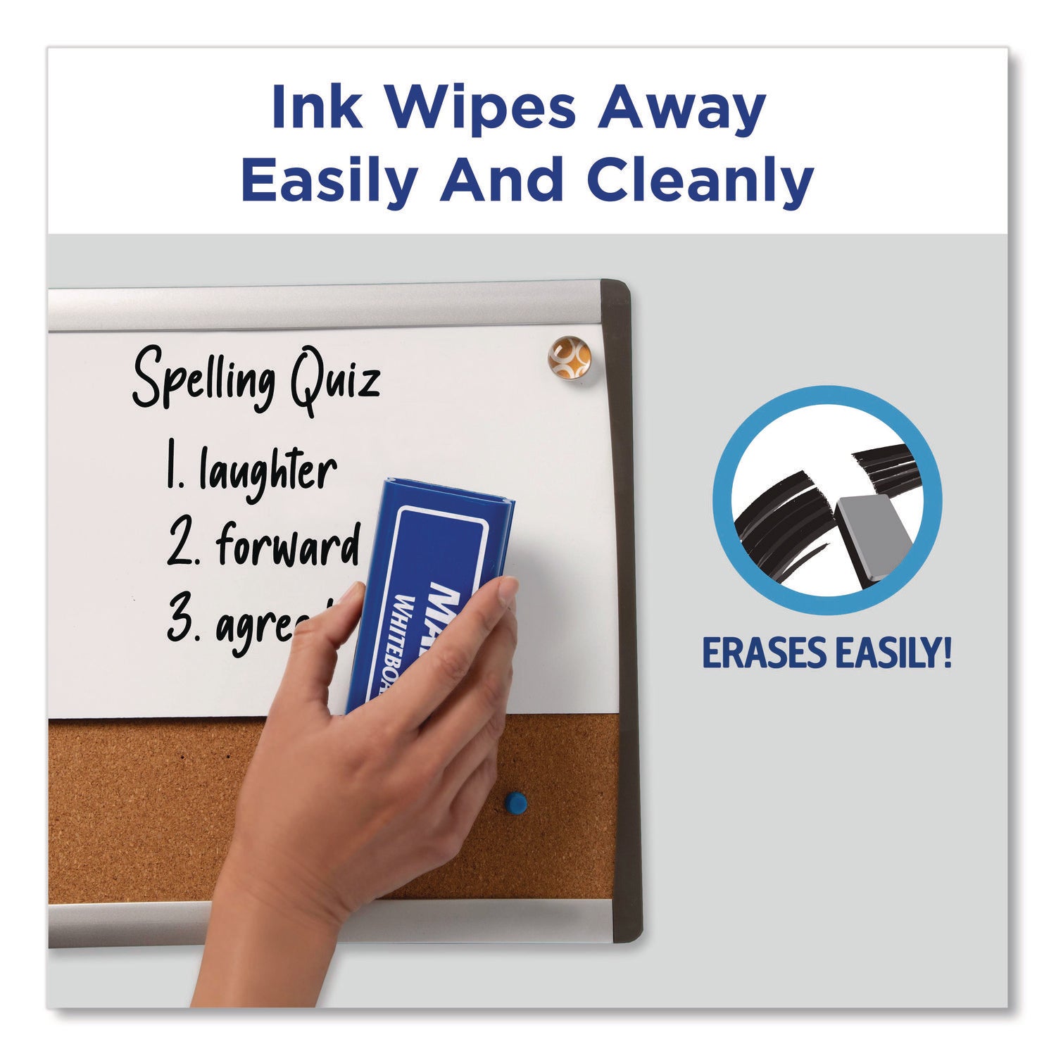 MARKS A LOT Desk-Style Dry Erase Markers, Broad Chisel Tip, Blue