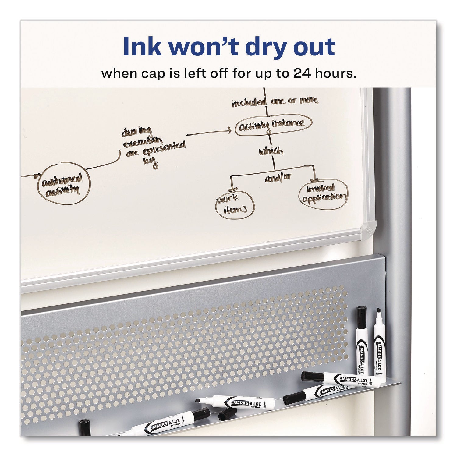 MARKS A LOT Desk-Style Dry Erase Markers, Broad Chisel Tip, Blue