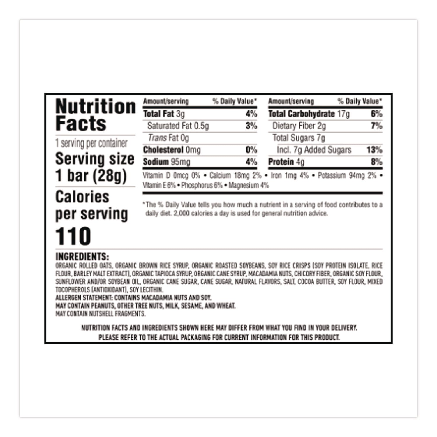 Energy Bar Minis, White Chocolate Macadamia Nut, 1 Oz, 20/box