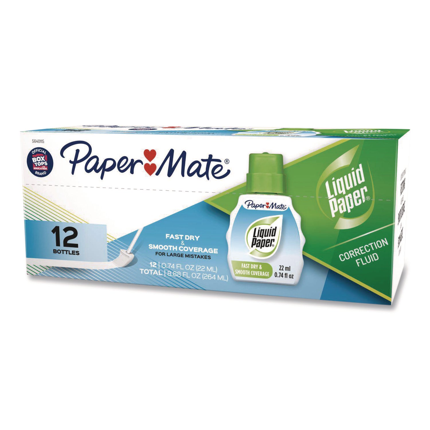 Paper Mate Liquid Paper Fast Dry Correction Fluid, Bright White, 22 mL Bottles, 1 Dozen