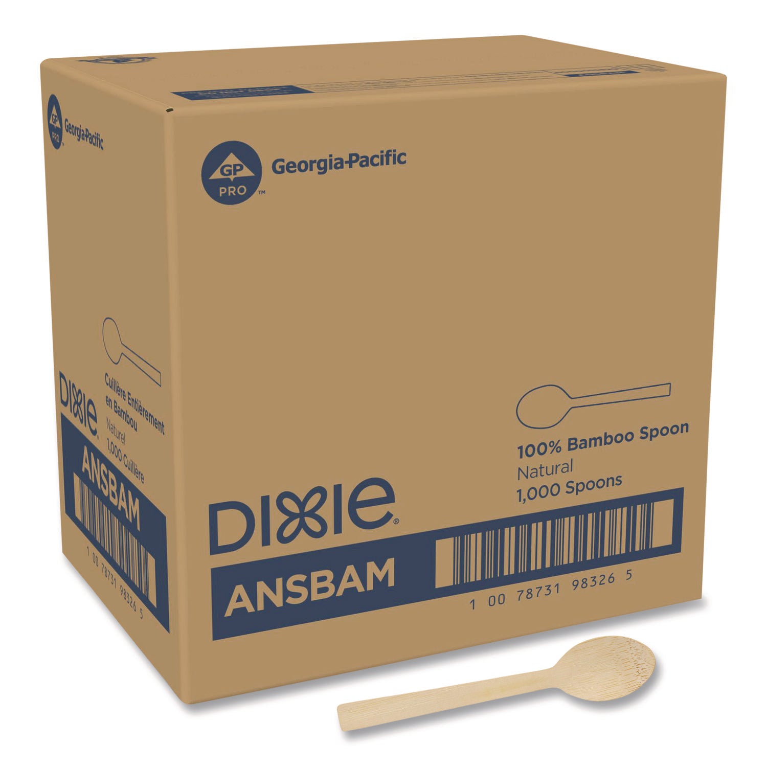Bamboo Cutlery, Mediumweight Spoon, Paper, Light Golden, 100/Pack, 10 Packs/Carton