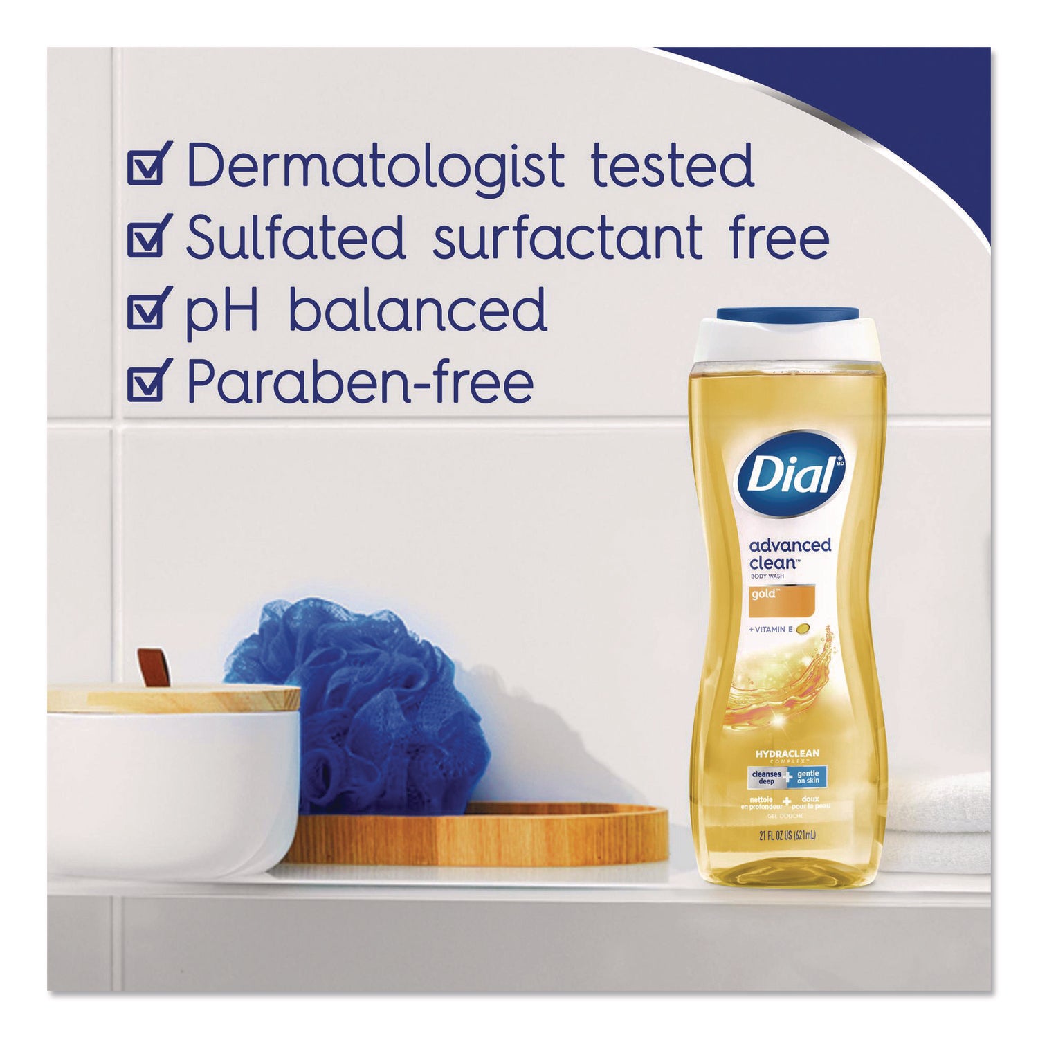 Body Wash Advanced Clean Gold, Original Gold, 16 oz, 6/Carton