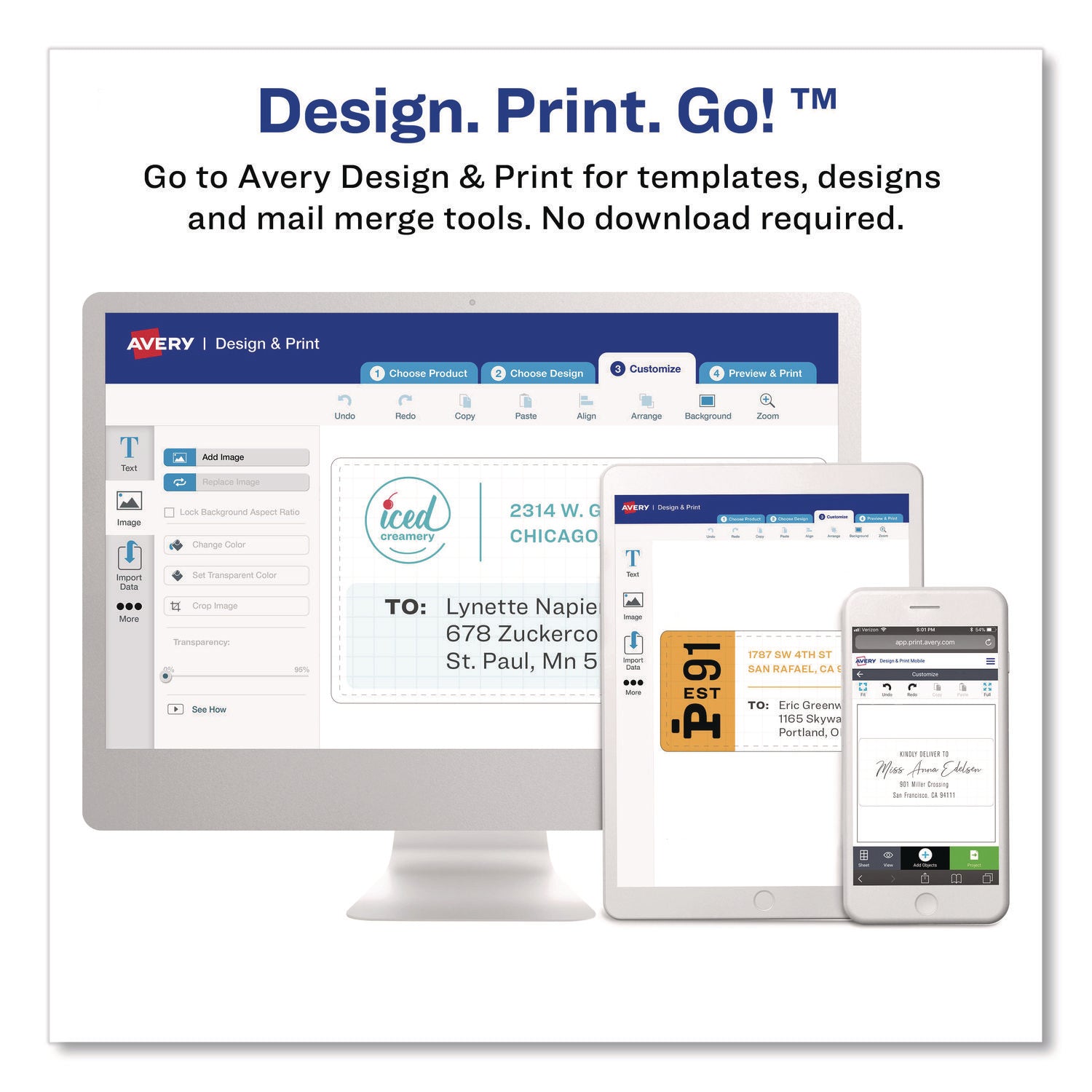 Matte Clear Easy Peel Mailing Labels W/ Sure Feed Technology, Laser Printers, 3.33 X 4, Clear, 6/sheet, 10 Sheets/pack
