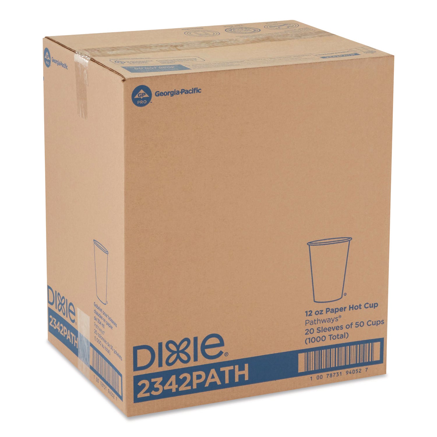 Dixie Pathways 12 oz Paper Hot Cups By GP Pro - 12 fl oz - White - Paper - Hot Drink - 50 / Pack