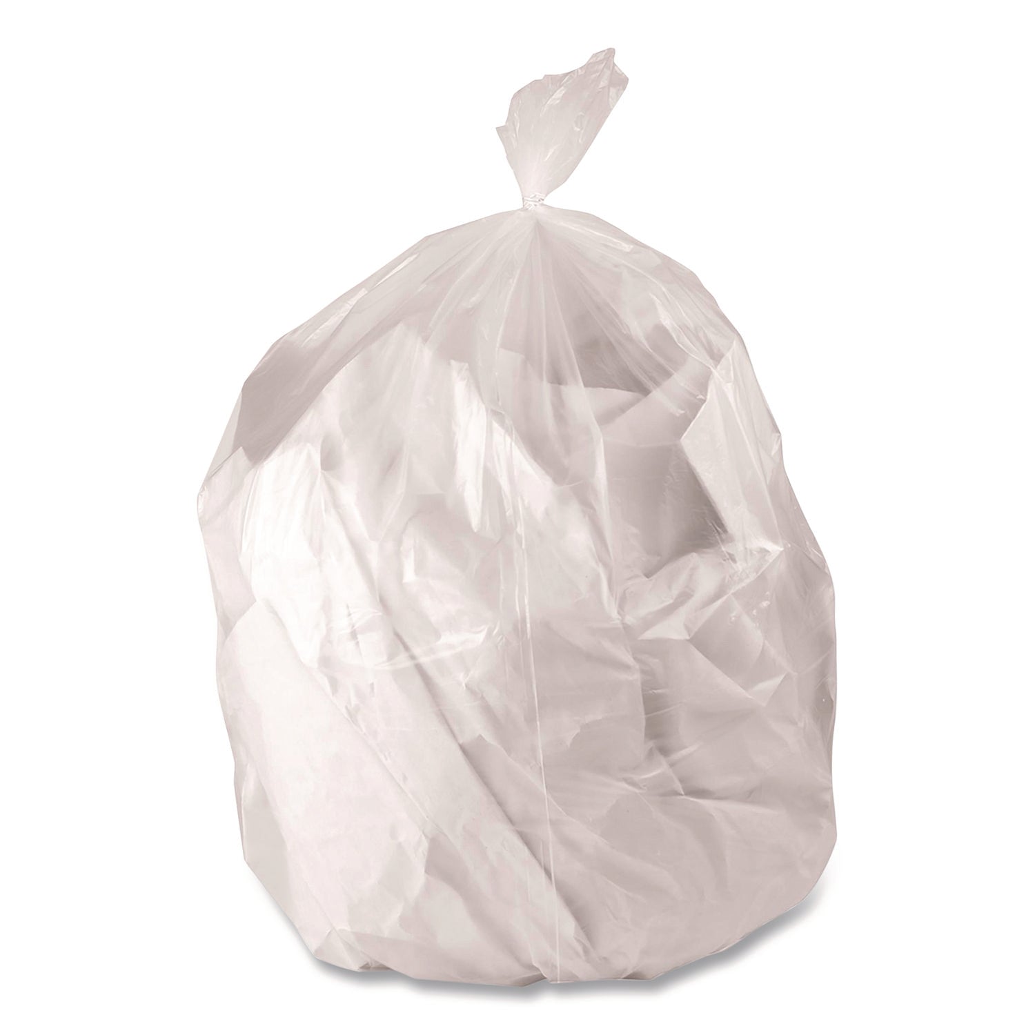 Low-Density Waste Can Liners, 30 gal, 0.5 mil, 30 x 36, Clear, Perforated Roll, 250/Carton