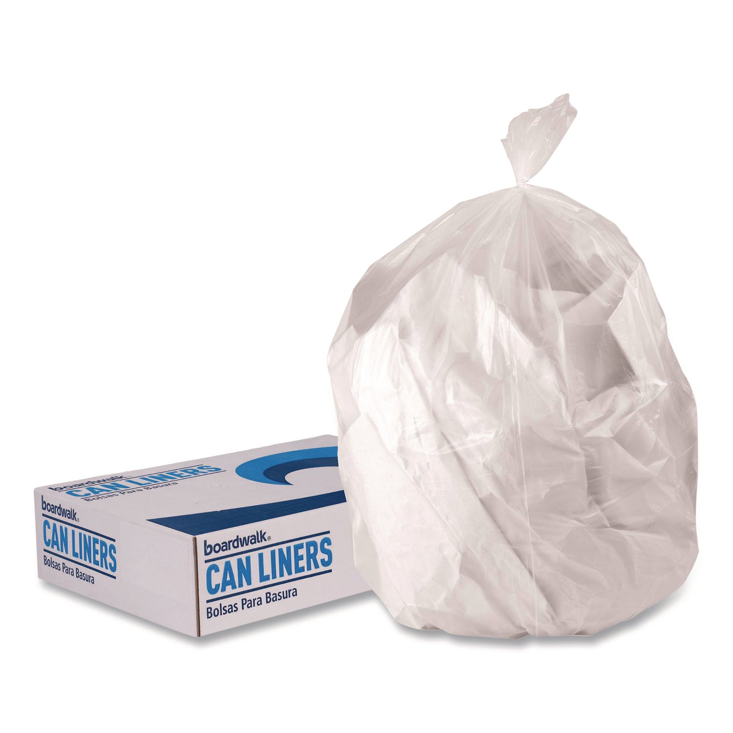 Low-Density Waste Can Liners, 30 gal, 0.5 mil, 30 x 36, Clear, Perforated Roll, 250/Carton