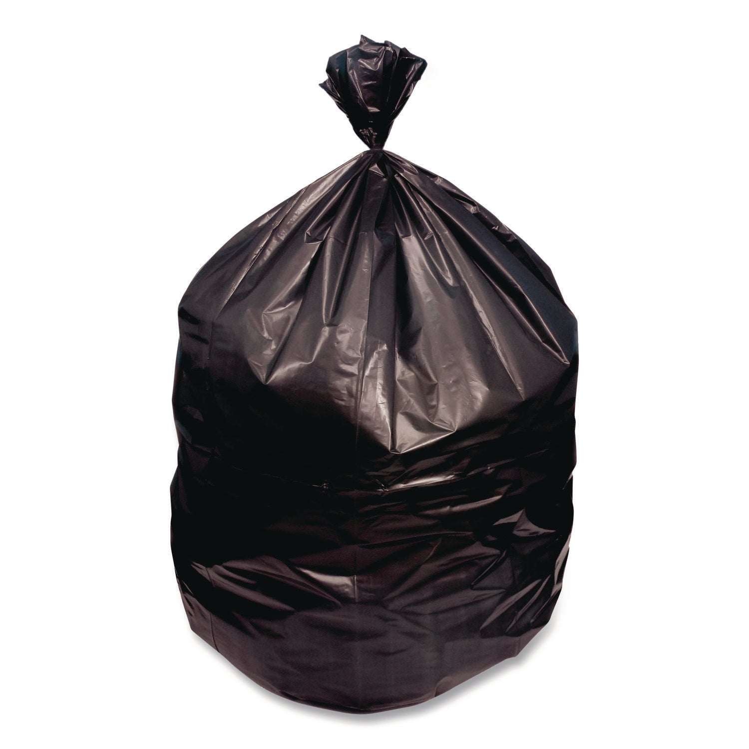 High-Density Can Liners, 60 gal, 22 mic, 38 x 60, Black, Perforated Roll, 150/Carton