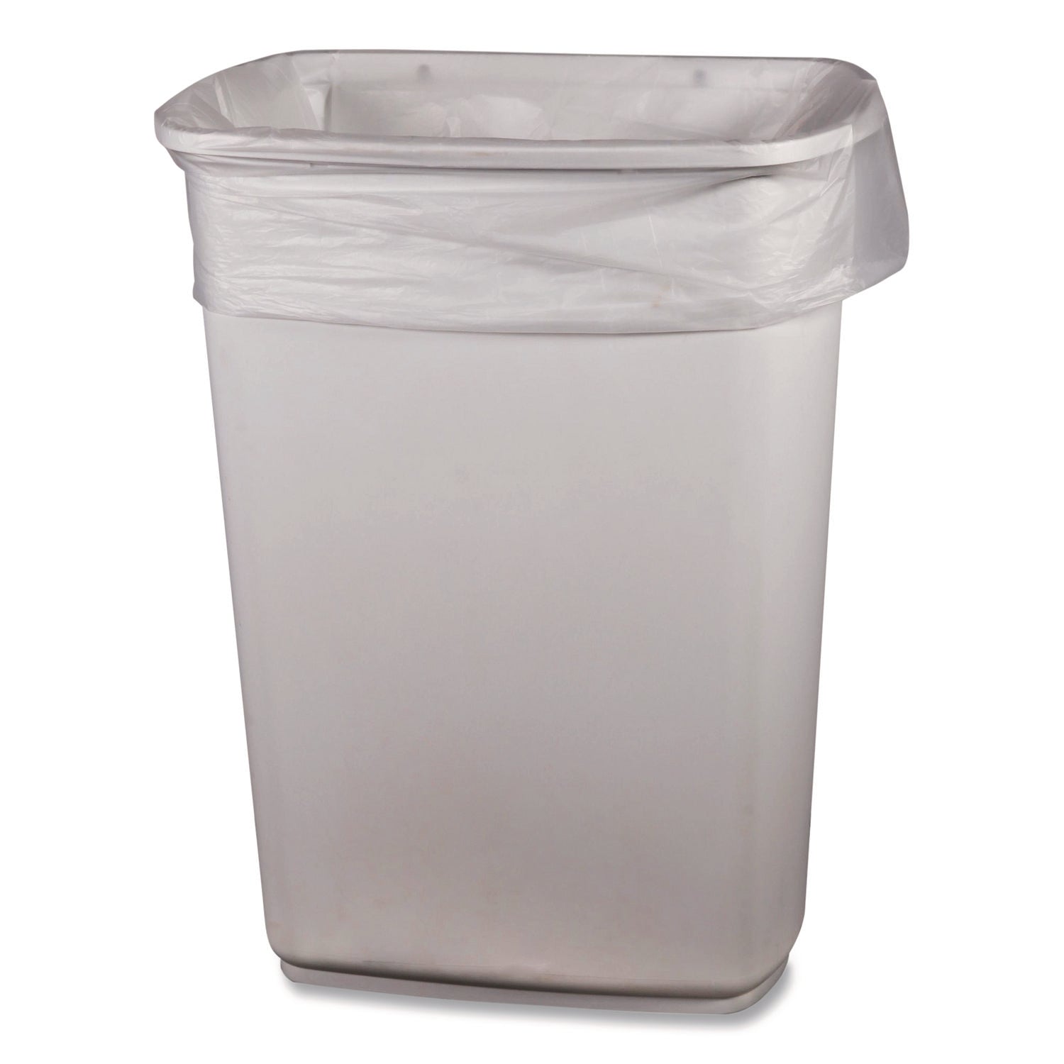 Low-Density Waste Can Liners, 30 gal, 0.5 mil, 30 x 36, Clear, Perforated Roll, 250/Carton