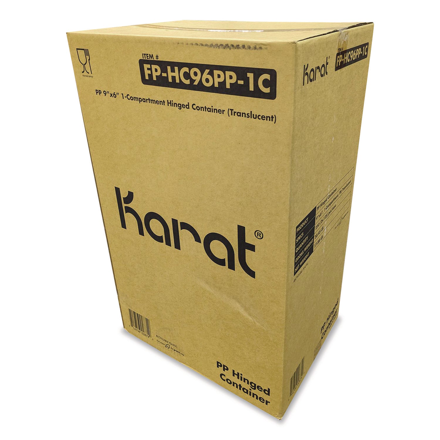 Polypropylene Plastic Hinged Container, 6 x 9 x 2.97, Clear, Plastic, 125/Pack, 2 Packs/Carton