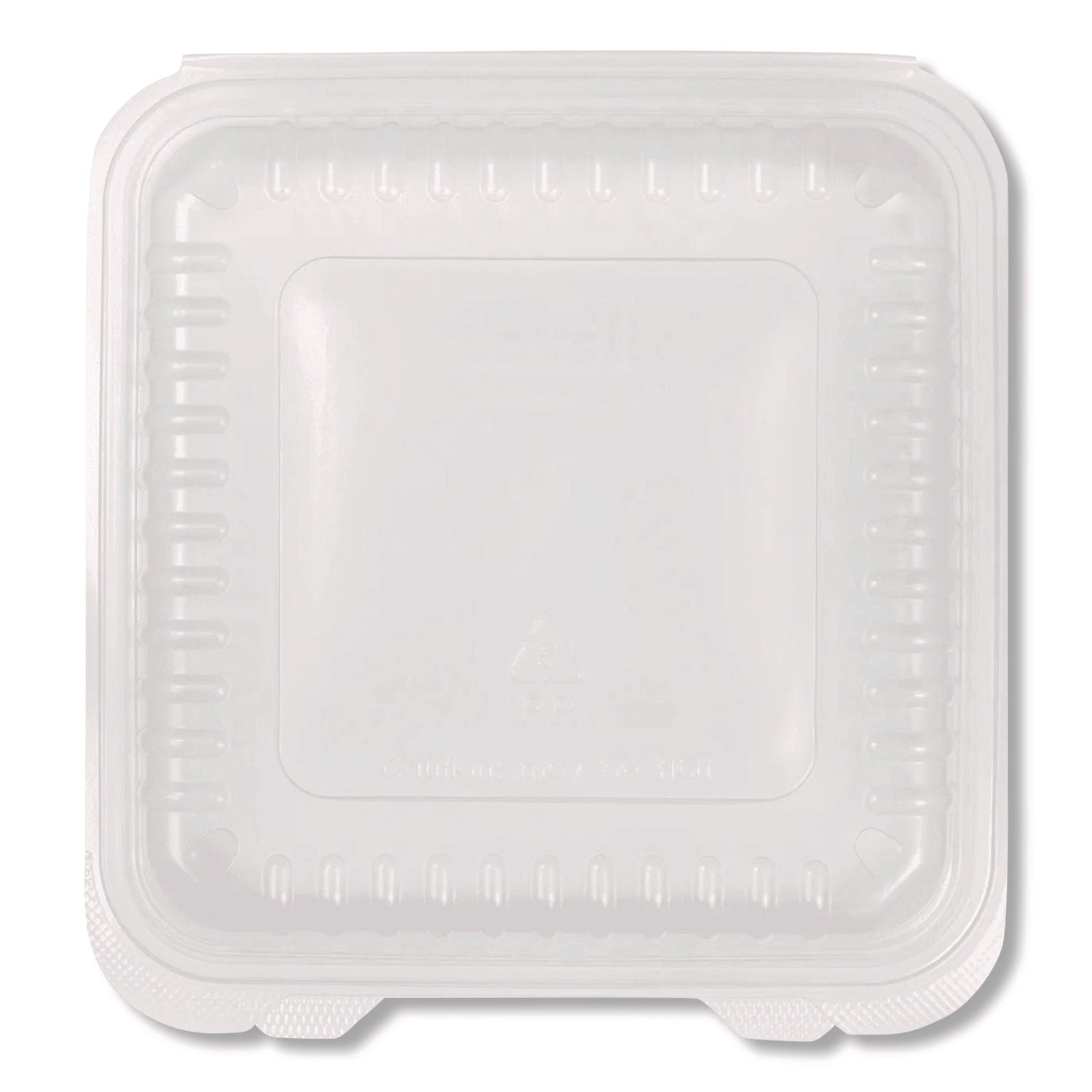 Polypropylene Plastic Hinged Container, 9.35 x 9.22 x 3.17, Clear, Plastic, 50/Pack, 4 Packs/Carton