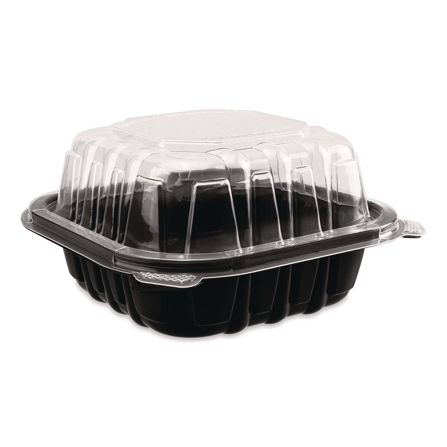 Polypropylene Plastic Hinged Container, 6 x 6 x 3, Black/Clear, Plastic, 50/Pack, 6 Packs/Carton