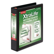 Cardinal Xtralife ClearVue Locking Slant-D Binder, 1.5" Capacity, 375 Sheet, Letter Size, 3 D-Rings, 2 Inside Pockets, Black, Polyolefin, Non-stick, PVC-free, Clear Overlay, Cold & Crack Resistant, 1 Each