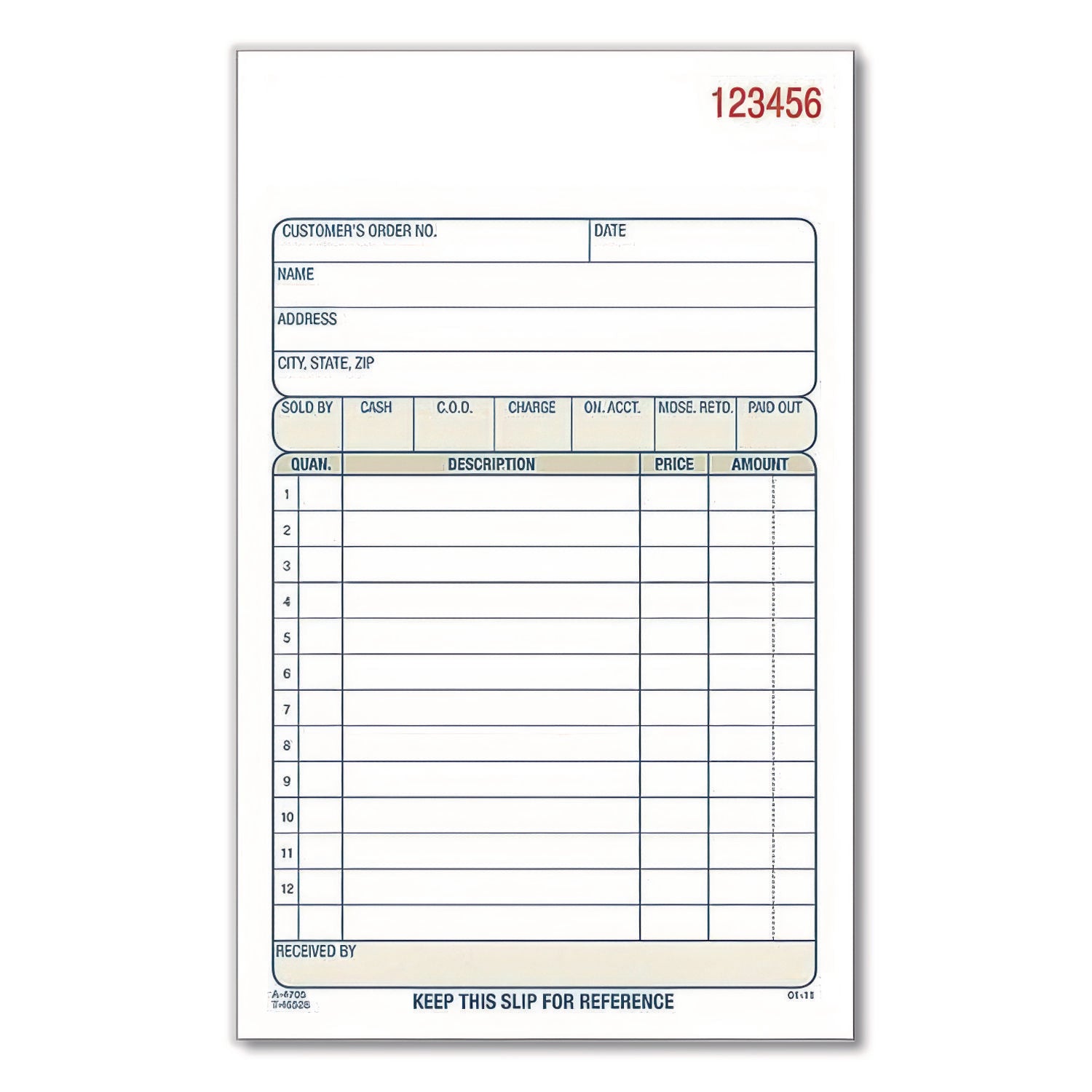 Multipart Sales Order Pad, Two-Part Carbonless, 4.19 X 6.69, 50 Forms/Pad, 3 Pads/Pack