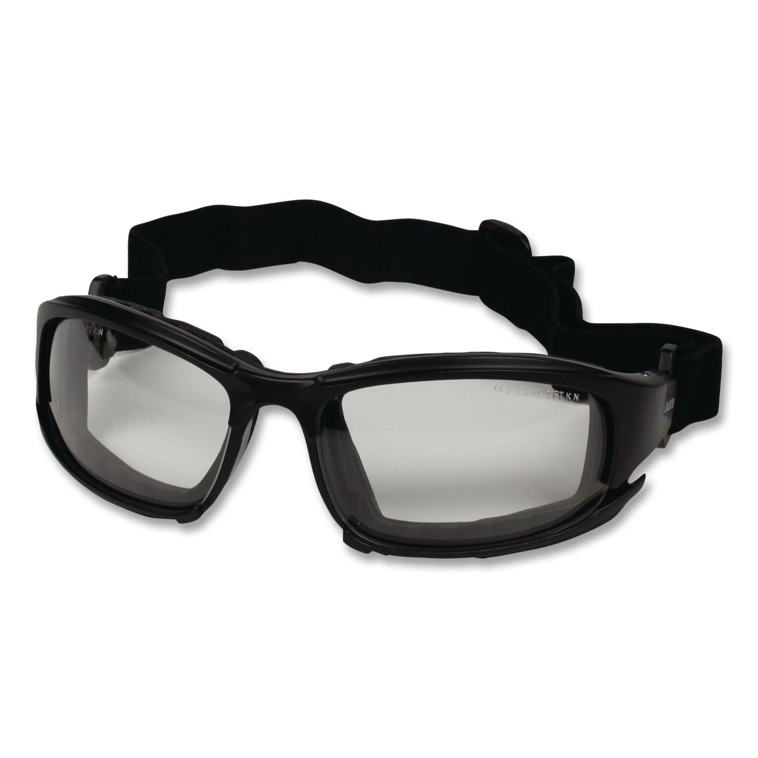 V50 Calico Safety Eyewear with Head Strap, KleenVision Anti-Fog Coating, Black Nylon Frame, Clear Polycarbonate Lens