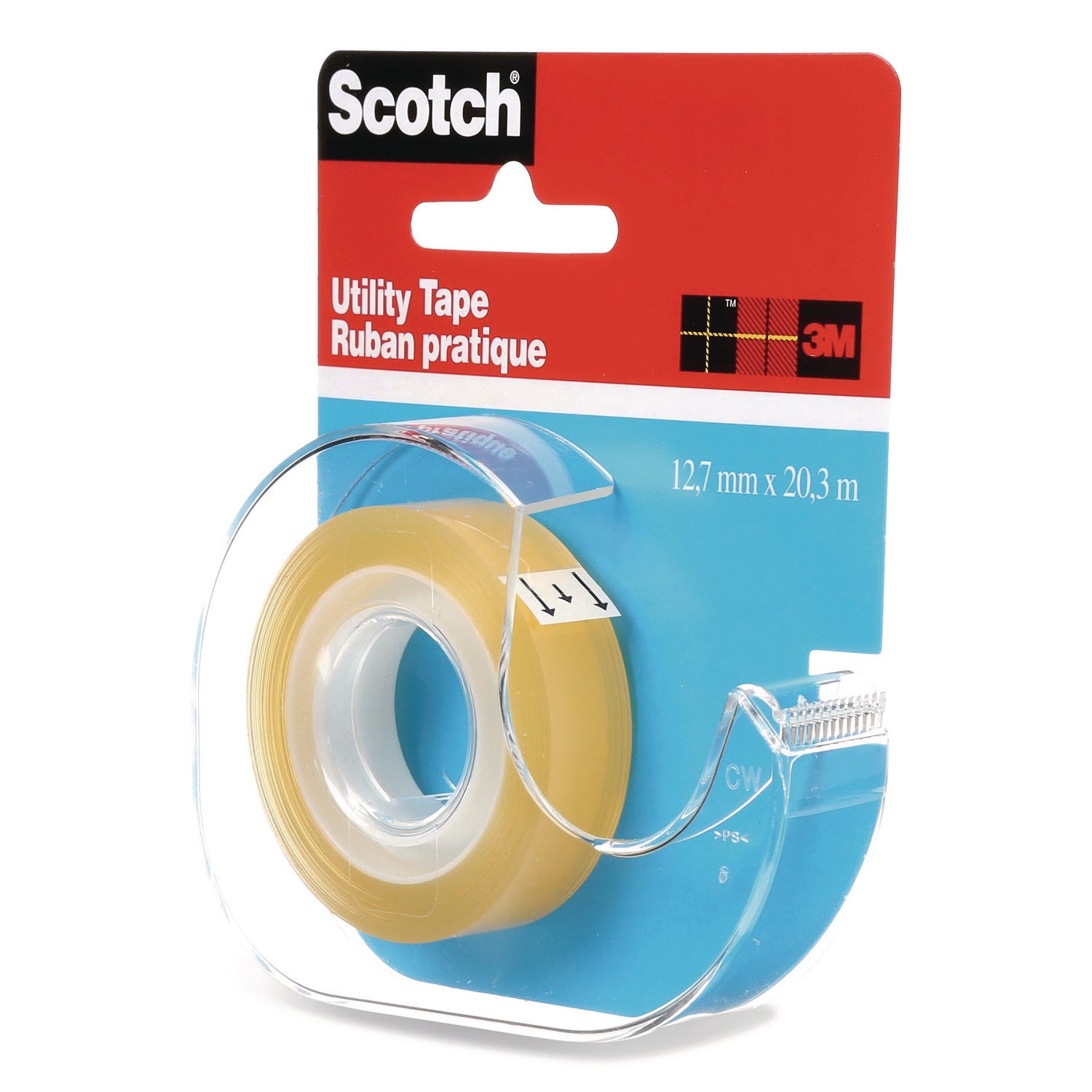 Utility Tape in Handheld Dispenser, 1" Core, 0.5" x 22.22 yds, Clear