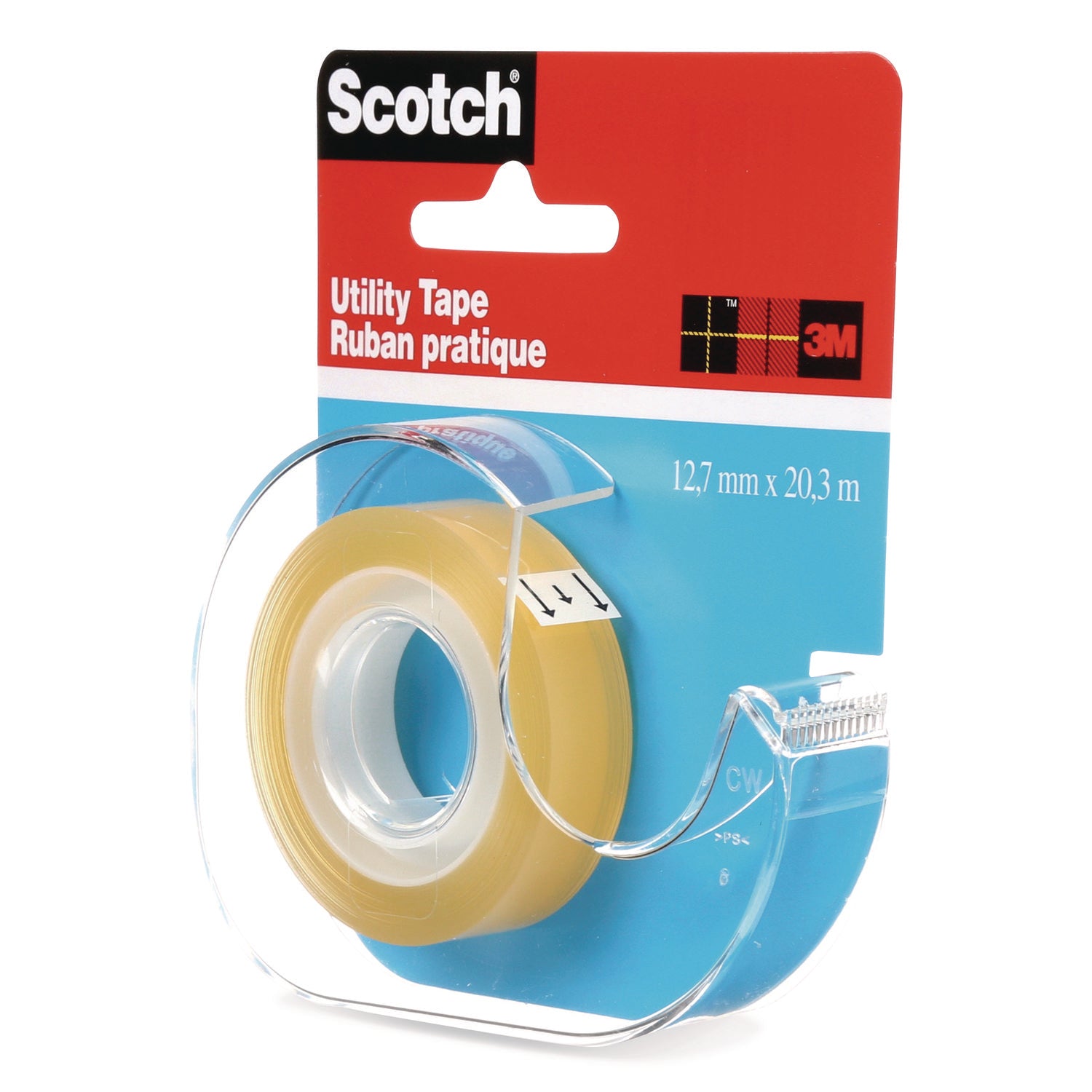Utility Tape in Handheld Dispenser, 1" Core, 0.5" x 22.22 yds, Clear