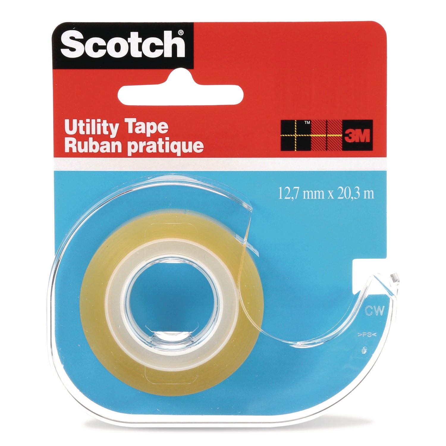 Utility Tape in Handheld Dispenser, 1" Core, 0.5" x 22.22 yds, Clear