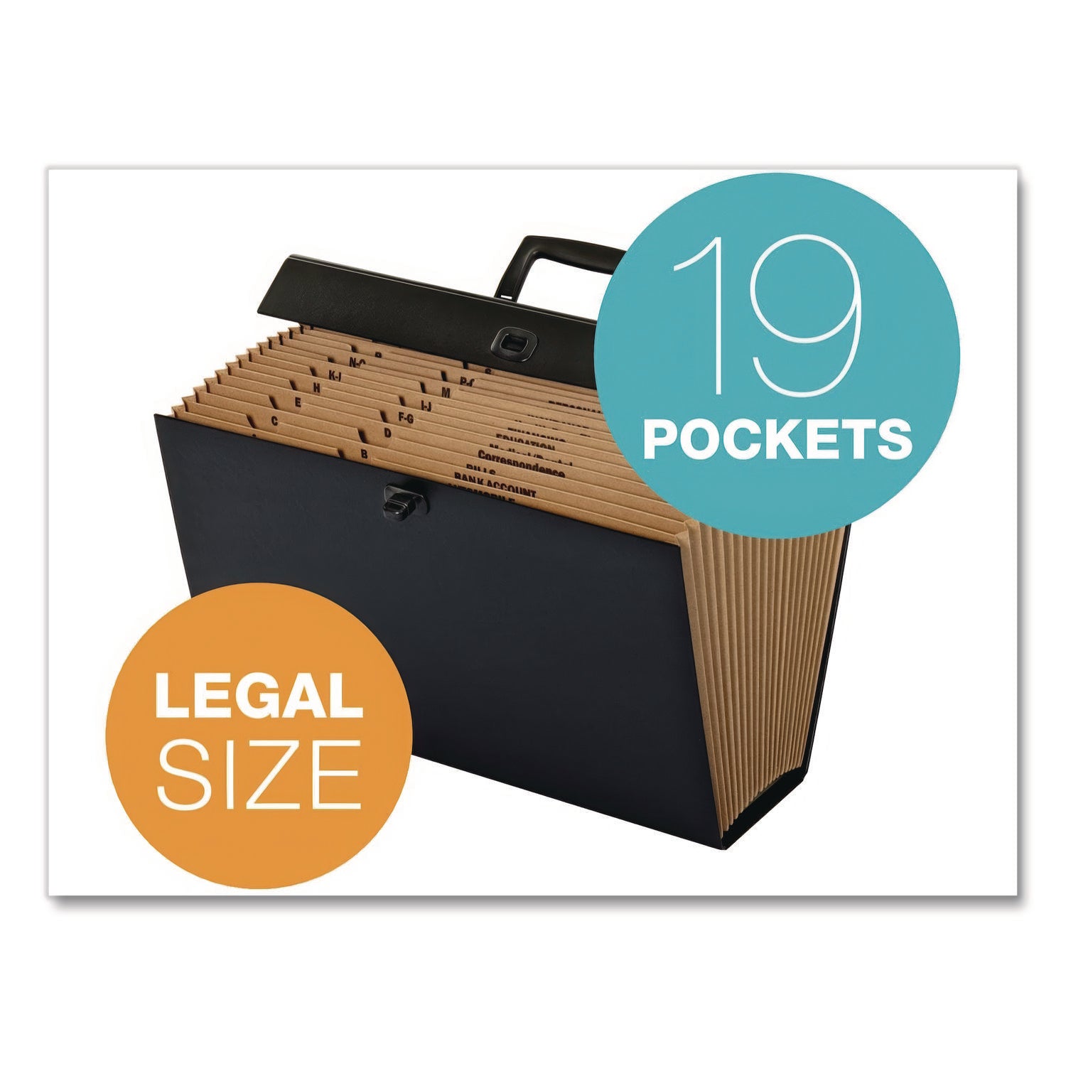 Case File, 5" Expansion, 19 Sections, Twist-Lock Closure, Custom-Cut Tabs, Legal Size, Randomly Assorted Colors