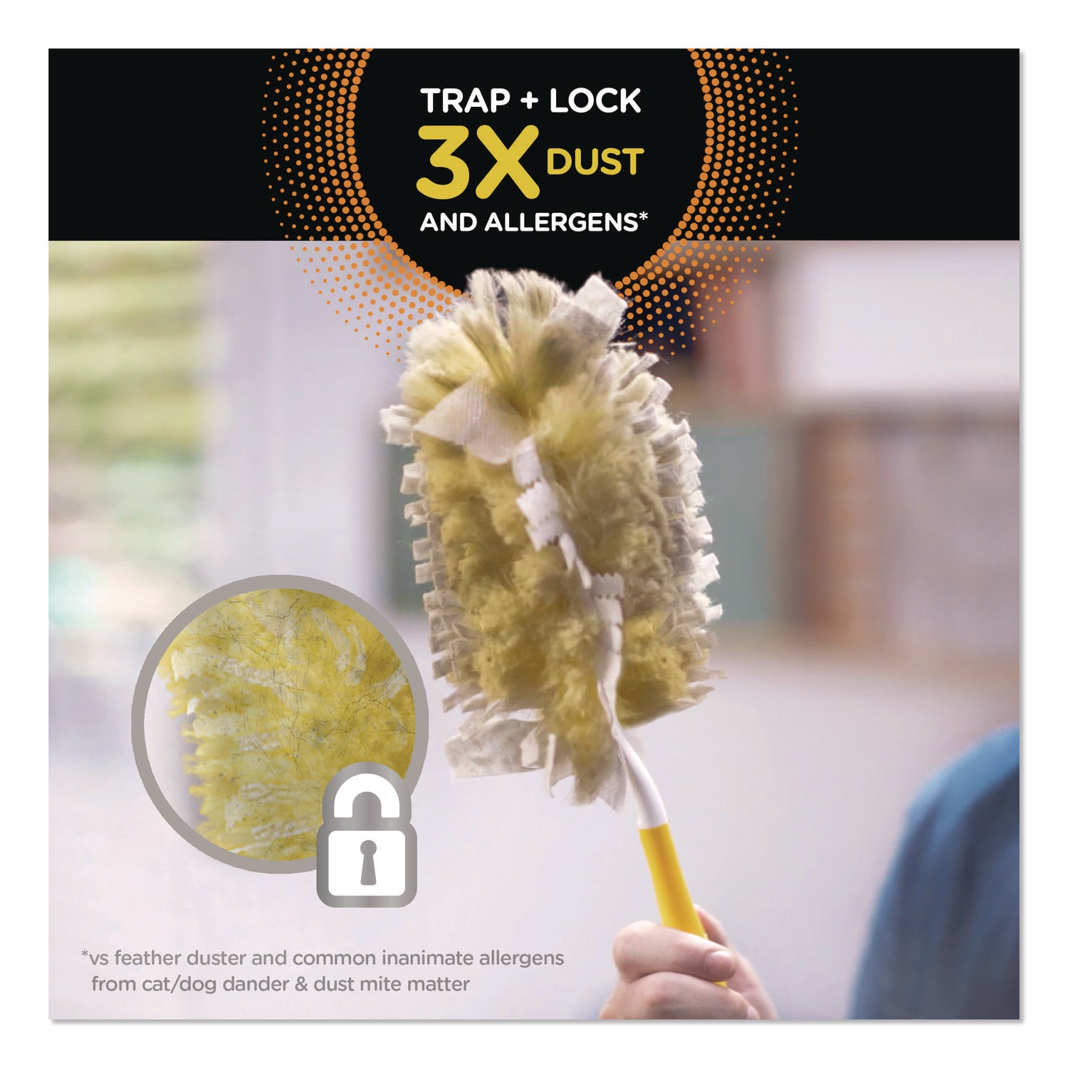 Heavy Duty Dusters Refill, Trap + Lock Fiber, Yellow, 11/Box
