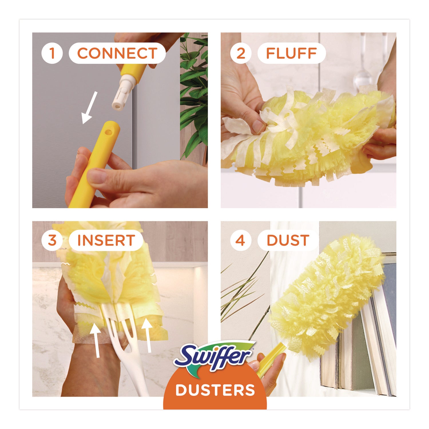 Heavy Duty Dusters Refill, Trap + Lock Fiber, Yellow, 11/Box