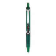 Precise V5RT Rollerball Pen, Retractable, Extra-Fine 0.5 mm, Green Ink, Green/Silver Barrel