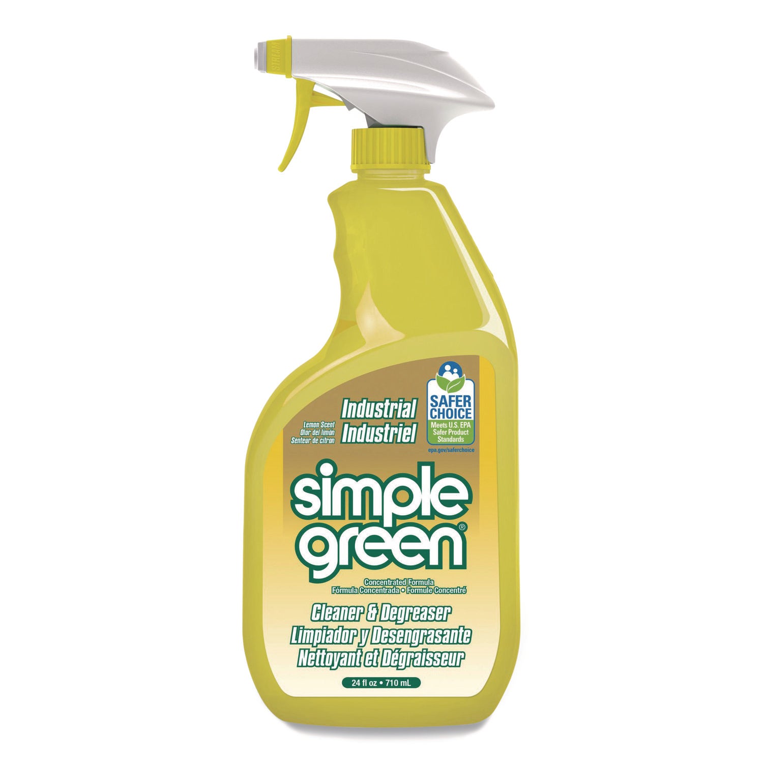 Simple Green Industrial Cleaner/Degreaser - For Washable Surface - Concentrate - 24 fl oz (0.8 quart) - Lemon Scent - Recommended For: Coffee Remover, Lipstick Remover, Ink Remover, Grease Remover - Non-toxic - Lemon - 1 Each