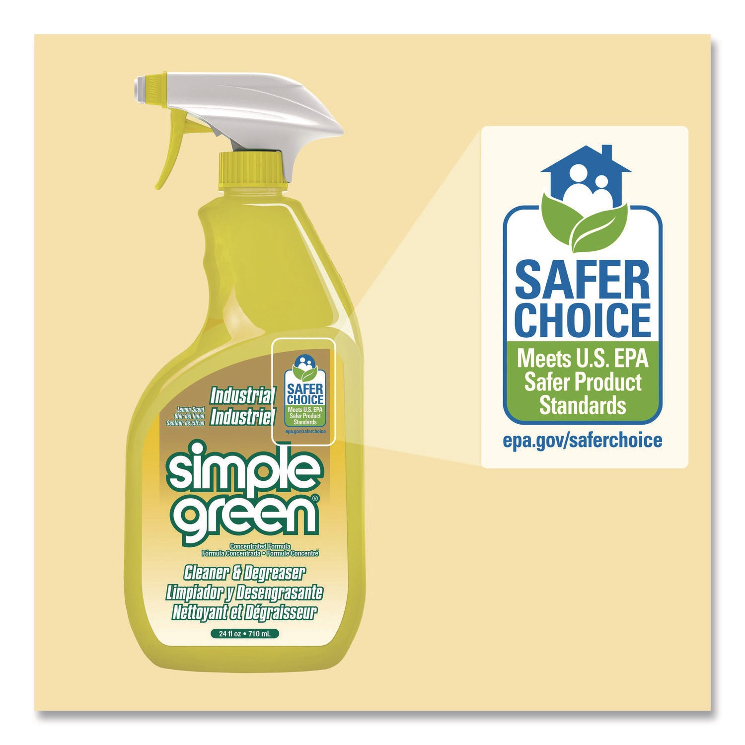 Simple Green Industrial Cleaner/Degreaser - For Washable Surface - Concentrate - 24 fl oz (0.8 quart) - Lemon Scent - Recommended For: Coffee Remover, Lipstick Remover, Ink Remover, Grease Remover - Non-toxic - Lemon - 1 Each