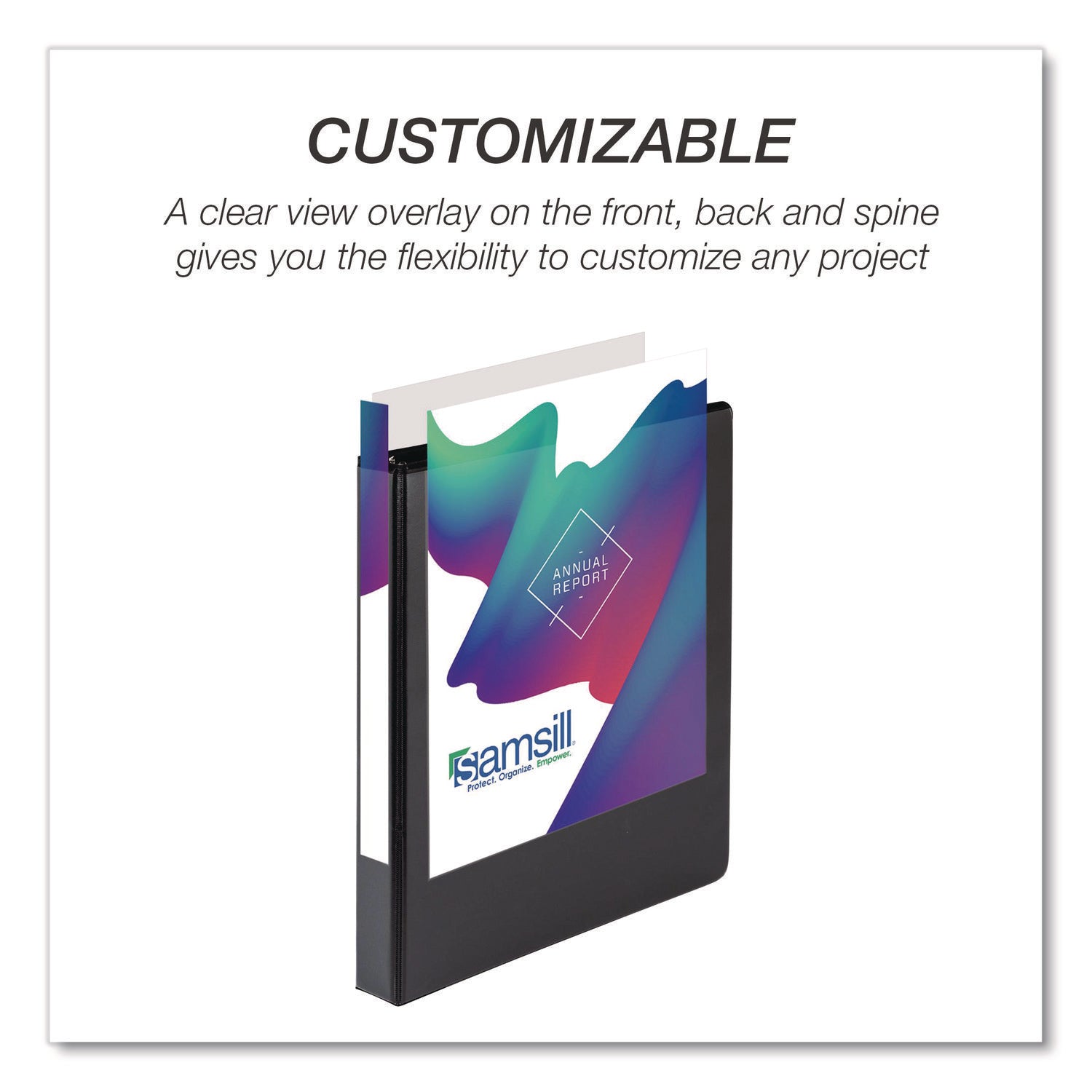 Samsill Ring Binder - Letter - 8 1/2" x 11" Sheet Size - 3 x 1" Ring(s) - Fastener(s): D-Ring - Pocket(s): 2, Internal - Black - Durable, Clear Overlay, Non-stick, Transfer Safe, Copy Safe, Wear Resistant, Tear Resistant - 4 / Pack