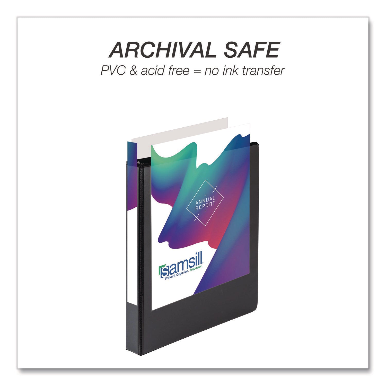 Samsill Ring Binder - Letter - 8 1/2" x 11" Sheet Size - 3 x 1" Ring(s) - Fastener(s): D-Ring - Pocket(s): 2, Internal - Black - Durable, Clear Overlay, Non-stick, Transfer Safe, Copy Safe, Wear Resistant, Tear Resistant - 4 / Pack