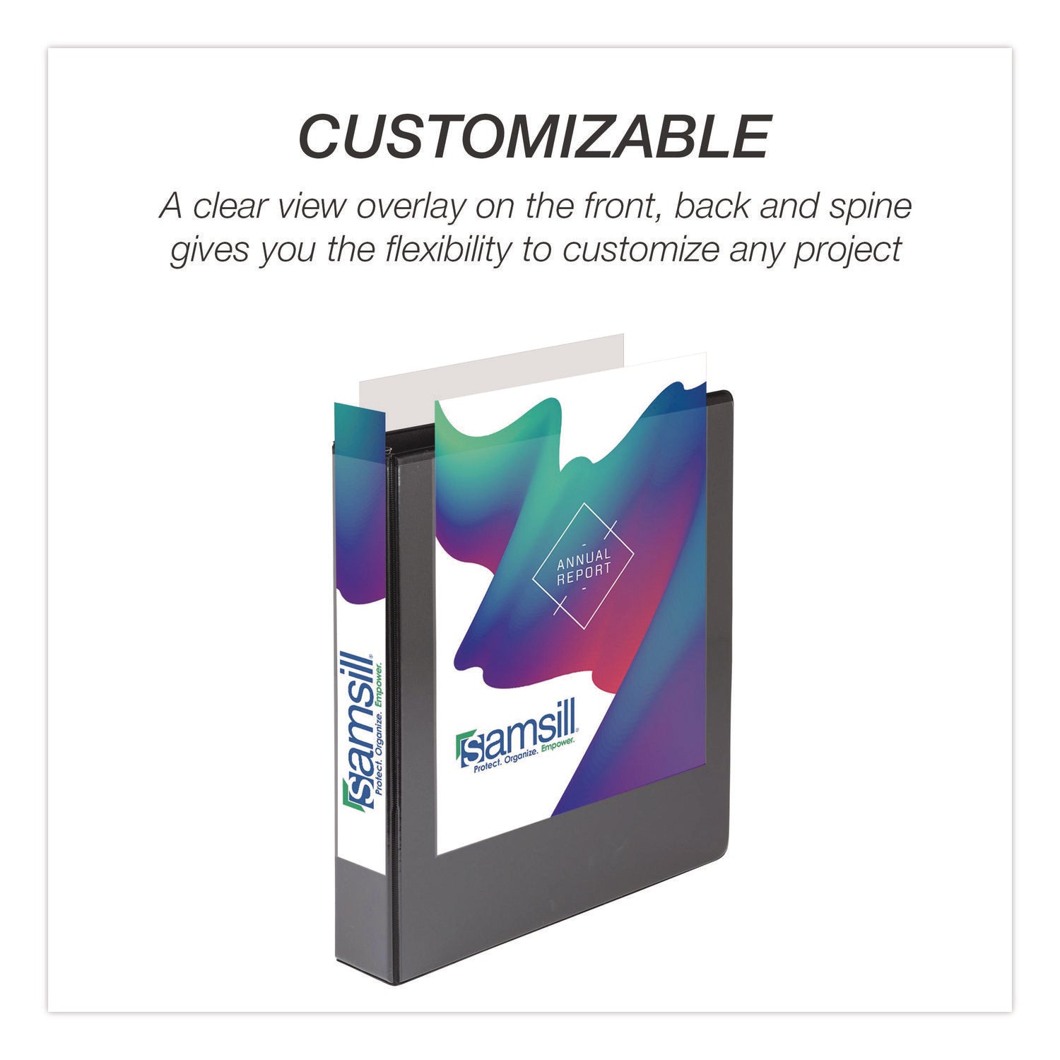 Samsill Ring Binder - 1.50" Ring(s) - Fastener(s): D-Ring - Black - Durable, Clear Overlay - 4 / Pack